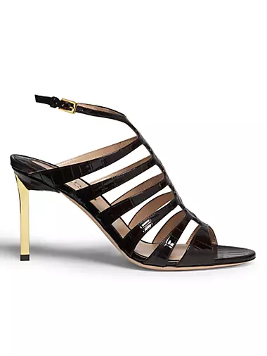 Carine 85MM Crocodile-Stamped Leather Sandals
