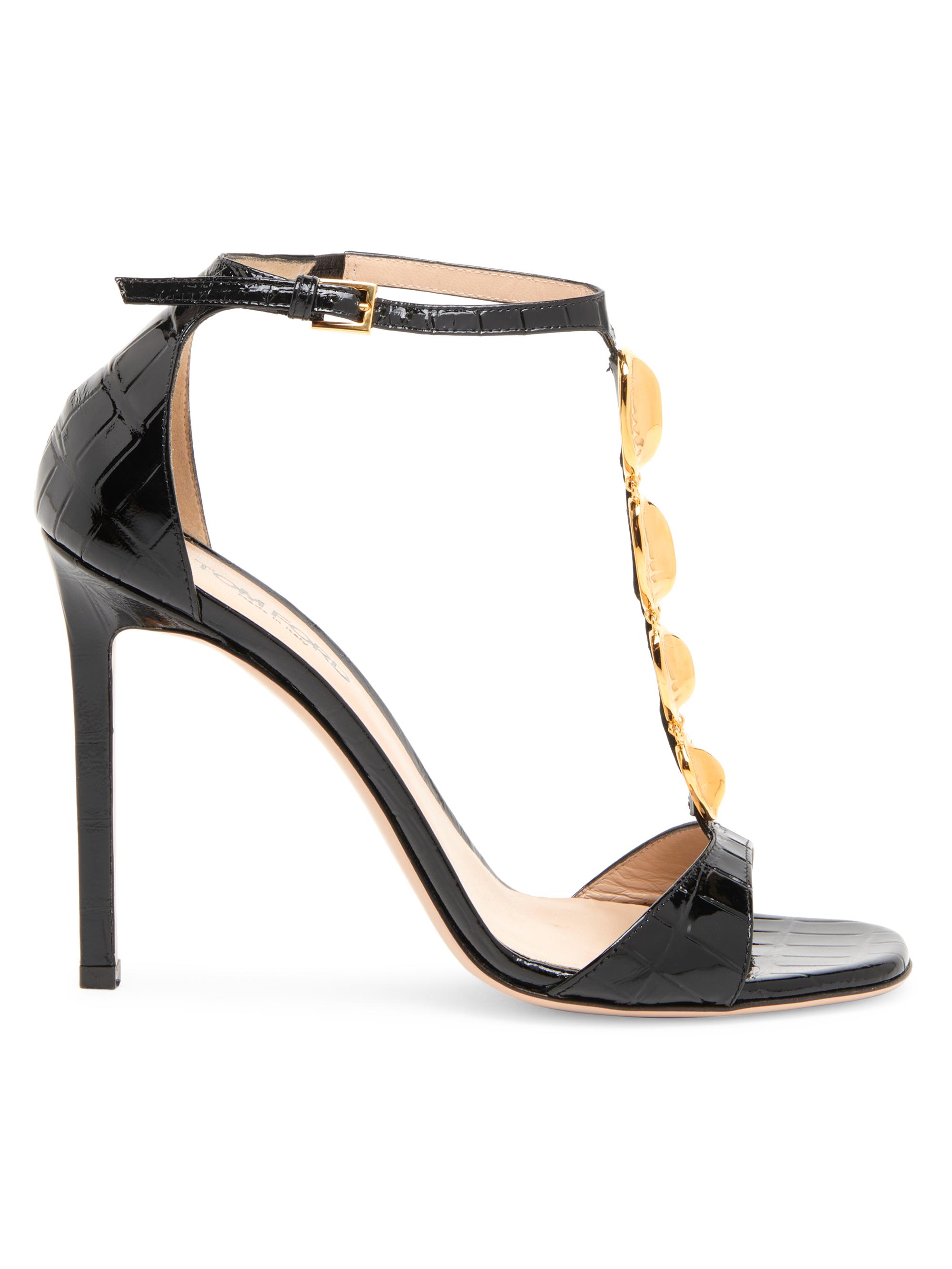 TOM FORD Women's Titan 105MM Leather Stiletto Sandals - Black