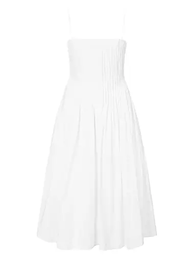 Bella Pleated Cotton-Blend Sleeveless Midi-Dress