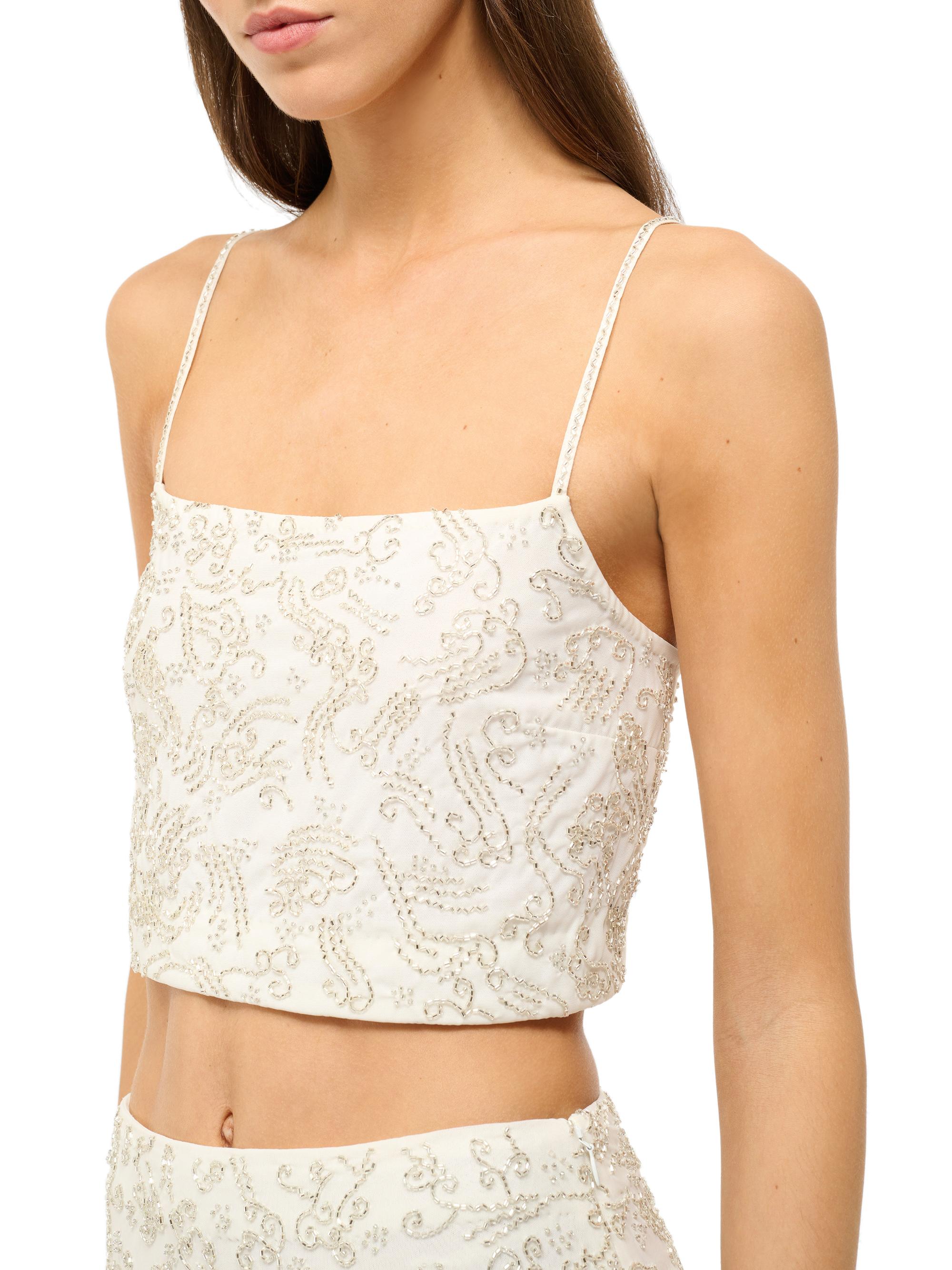 Staud Fermo Beaded Crop Top | Saks Fifth Avenue