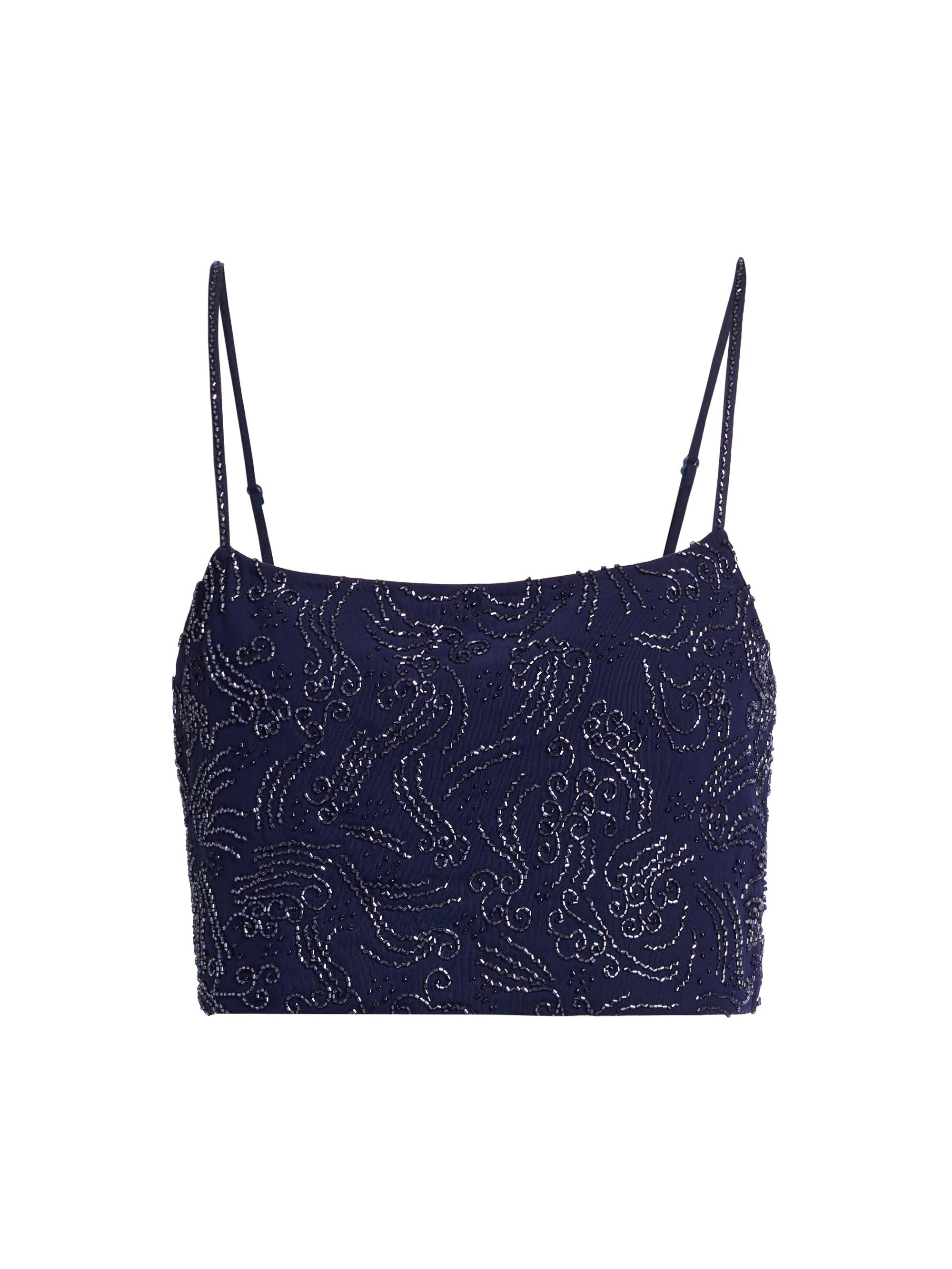 Staud Women's Fermo Beaded Crop Top - Navy