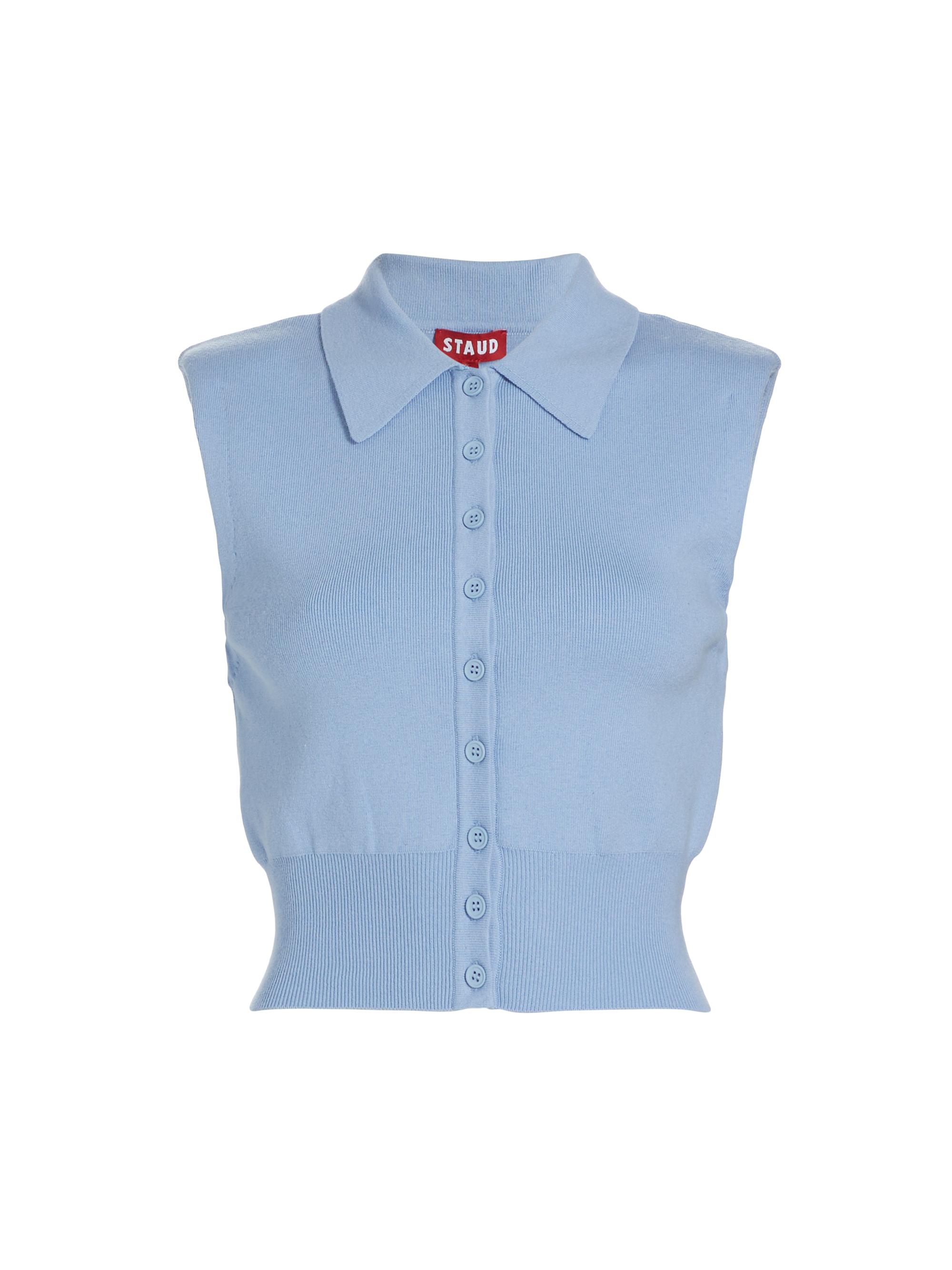 Staud Women's Nola Sleeveless Polo Cardigan - Periwinkle
