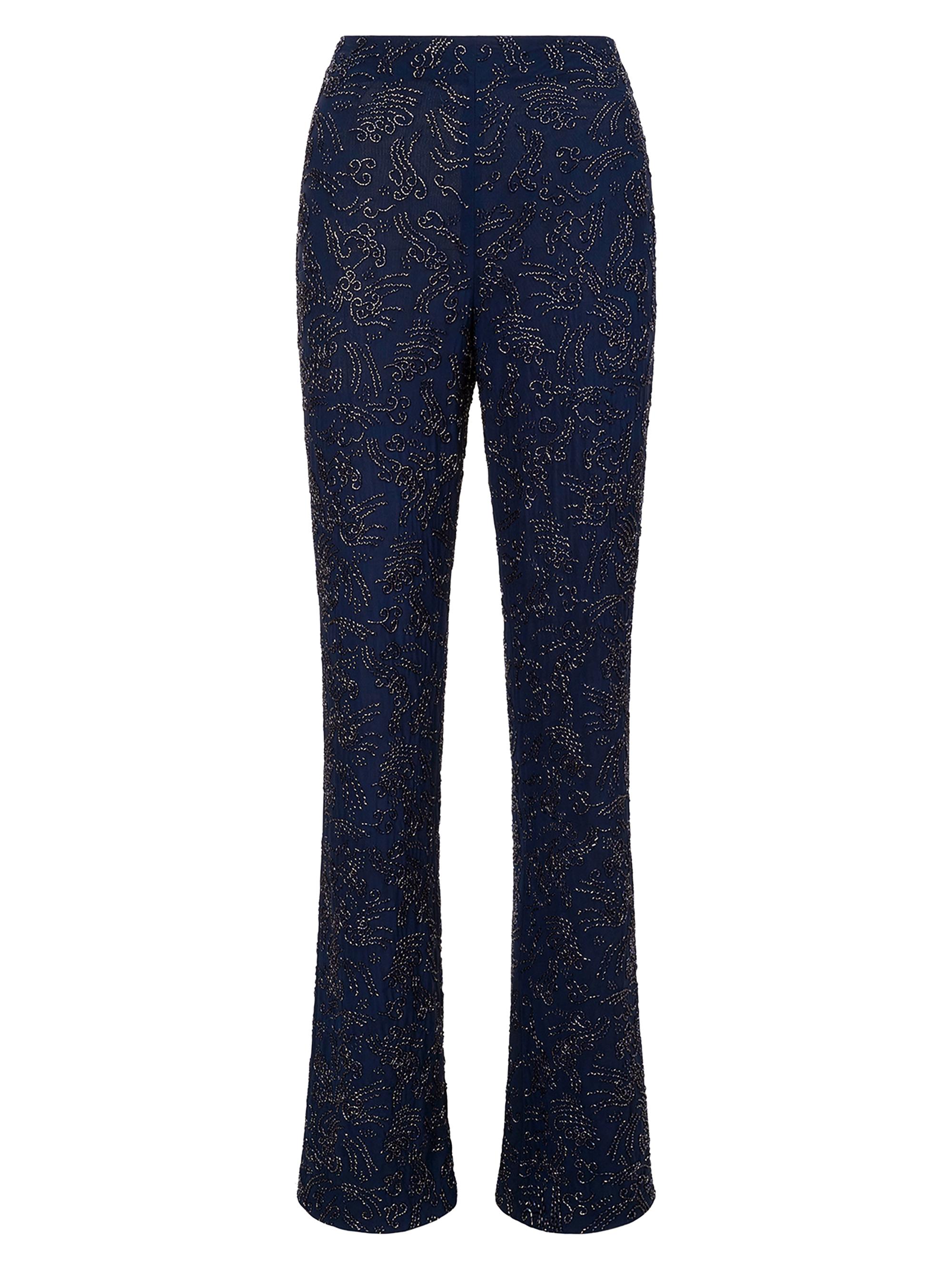 Staud Women's Avola Beaded Boot-Cut Pants - Navy