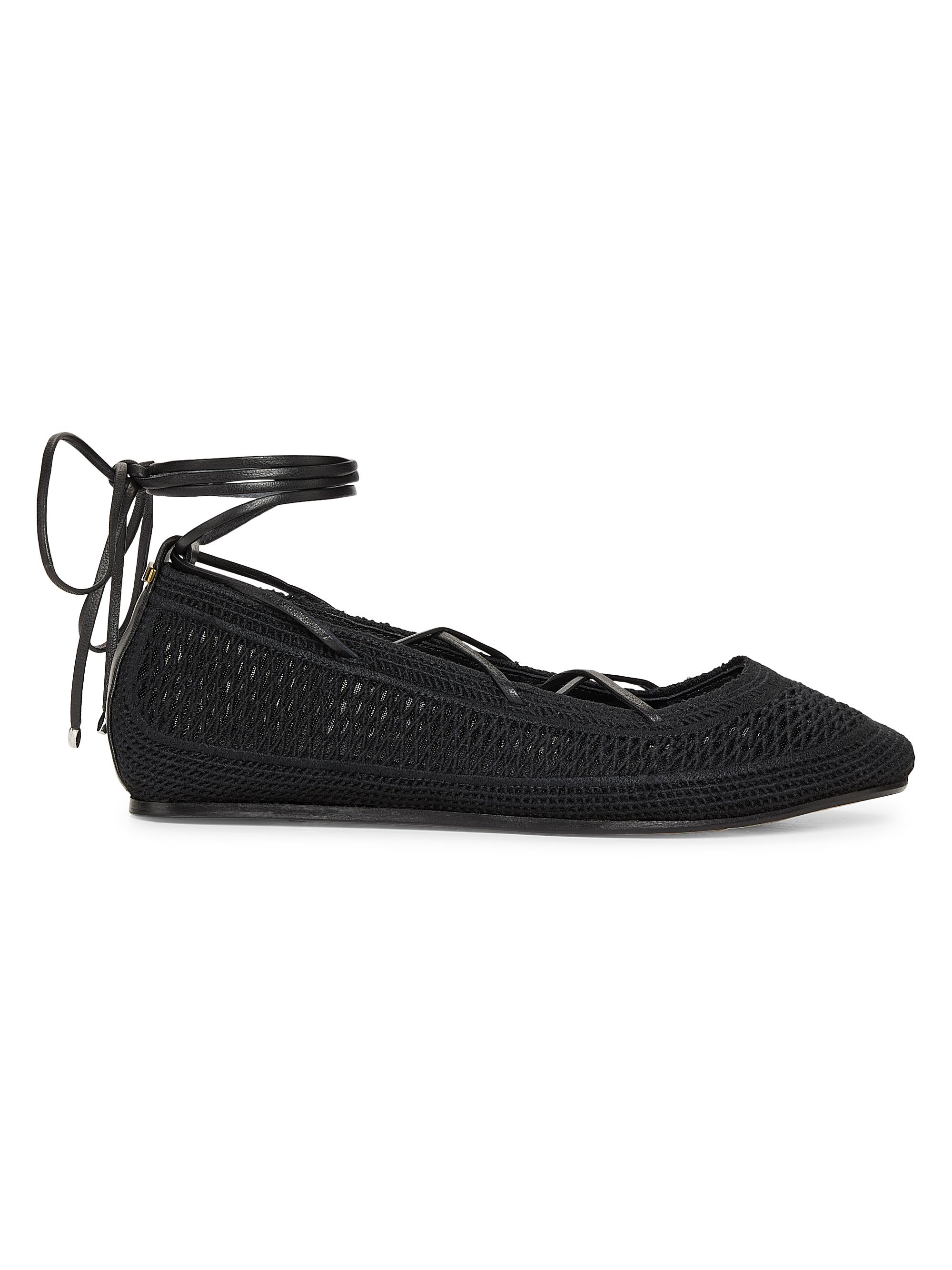 Isabel Marant Women's Belna Crochet Ankle-Wrap Flats - Black