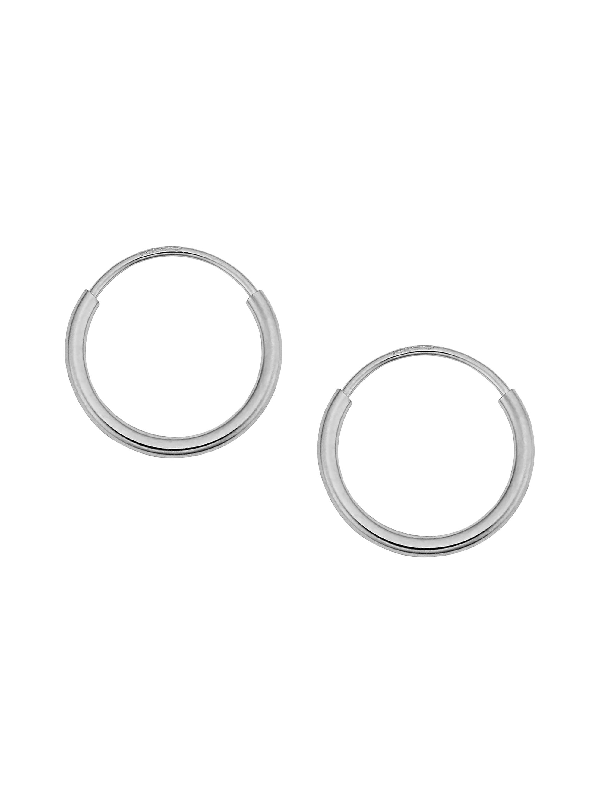 Oradina Women's 14K White Gold Easy Day Petite Hoops - White Gold