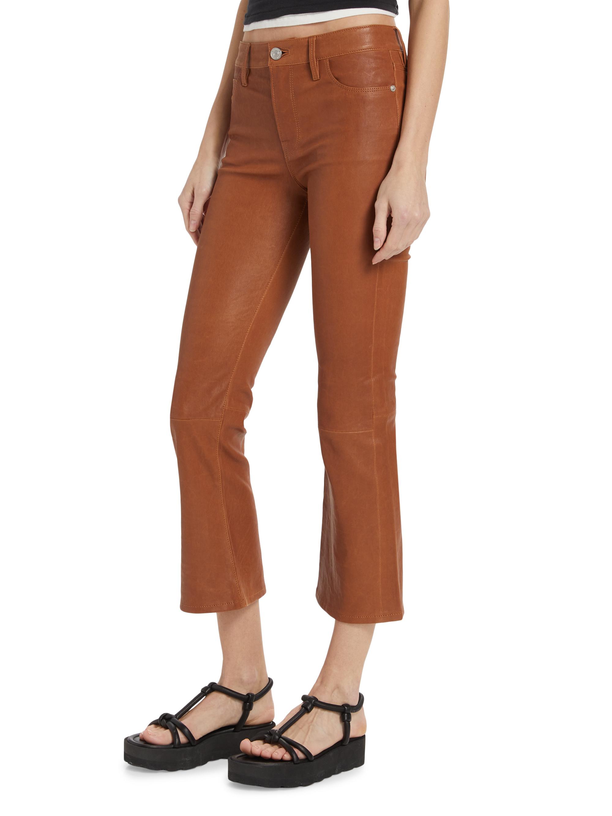 Frame Le Crop Mini Boot-Cut Leather Pants | Saks Fifth Avenue