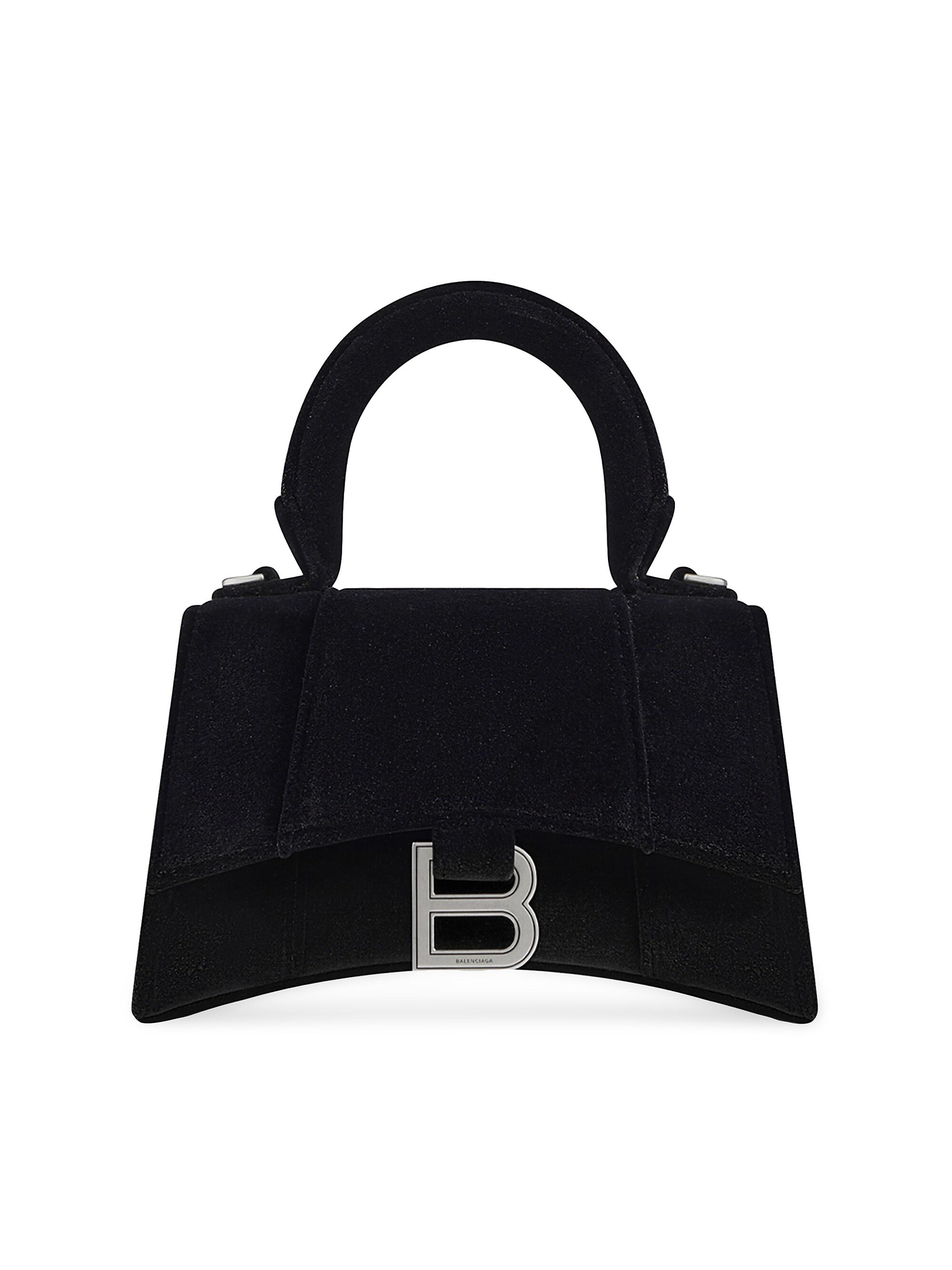 Balenciaga Women's Hourglass  Handbag In Velvet Jersey - Black