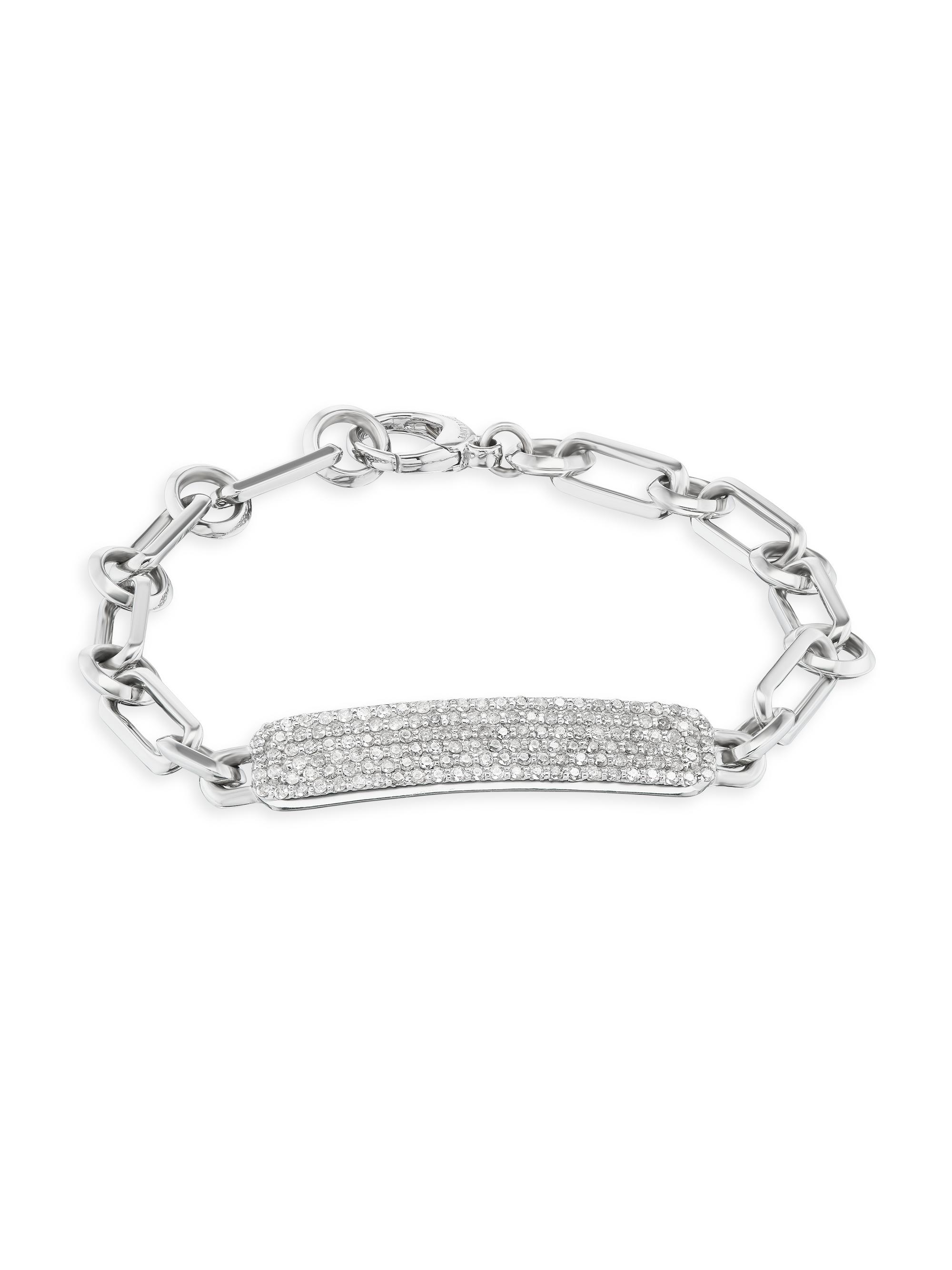 Sheryl Lowe Women's  Sterling Silver & 1.6 TCW Diamond ID Tag Bracelet - Silver