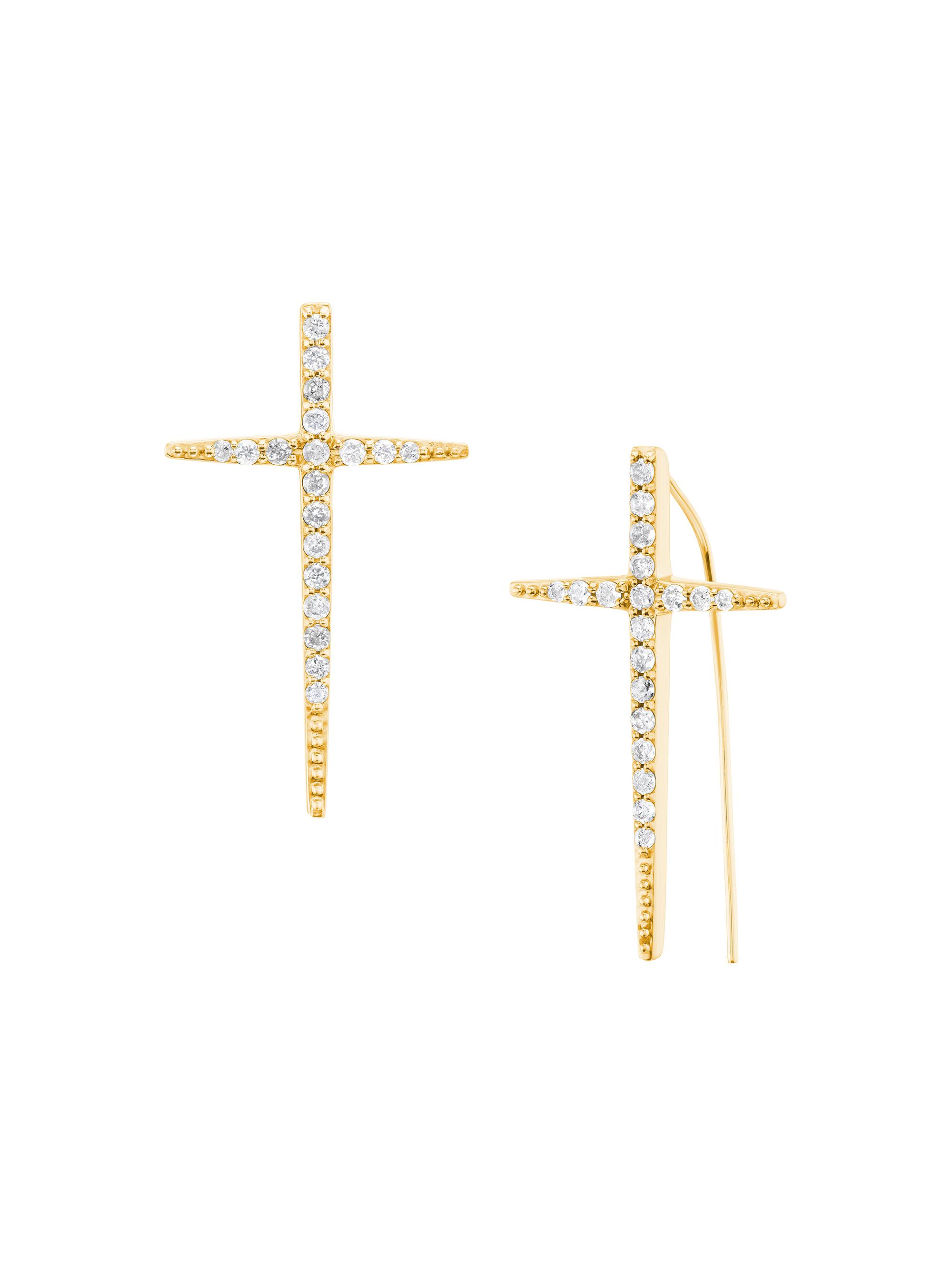 Sheryl Lowe Women's 14K Yellow Gold & 0.35 TCW Diamond Cross Earrings - Gold