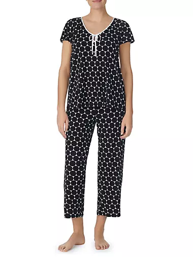 Geometric Dot Cropped Pajamas