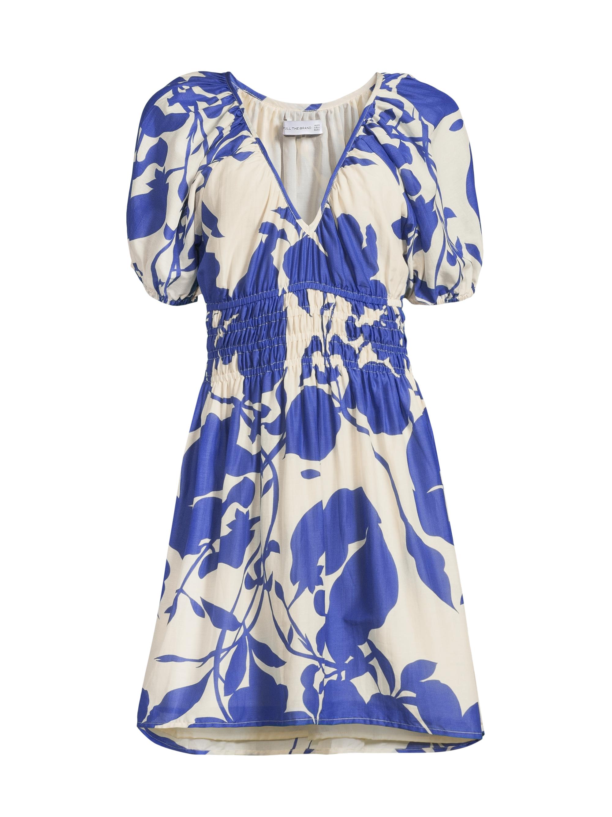 Faithfull the Brand Women's Roma Salone Floral Silk-Cotton V-Neck Minidress - Termini Floral Blue