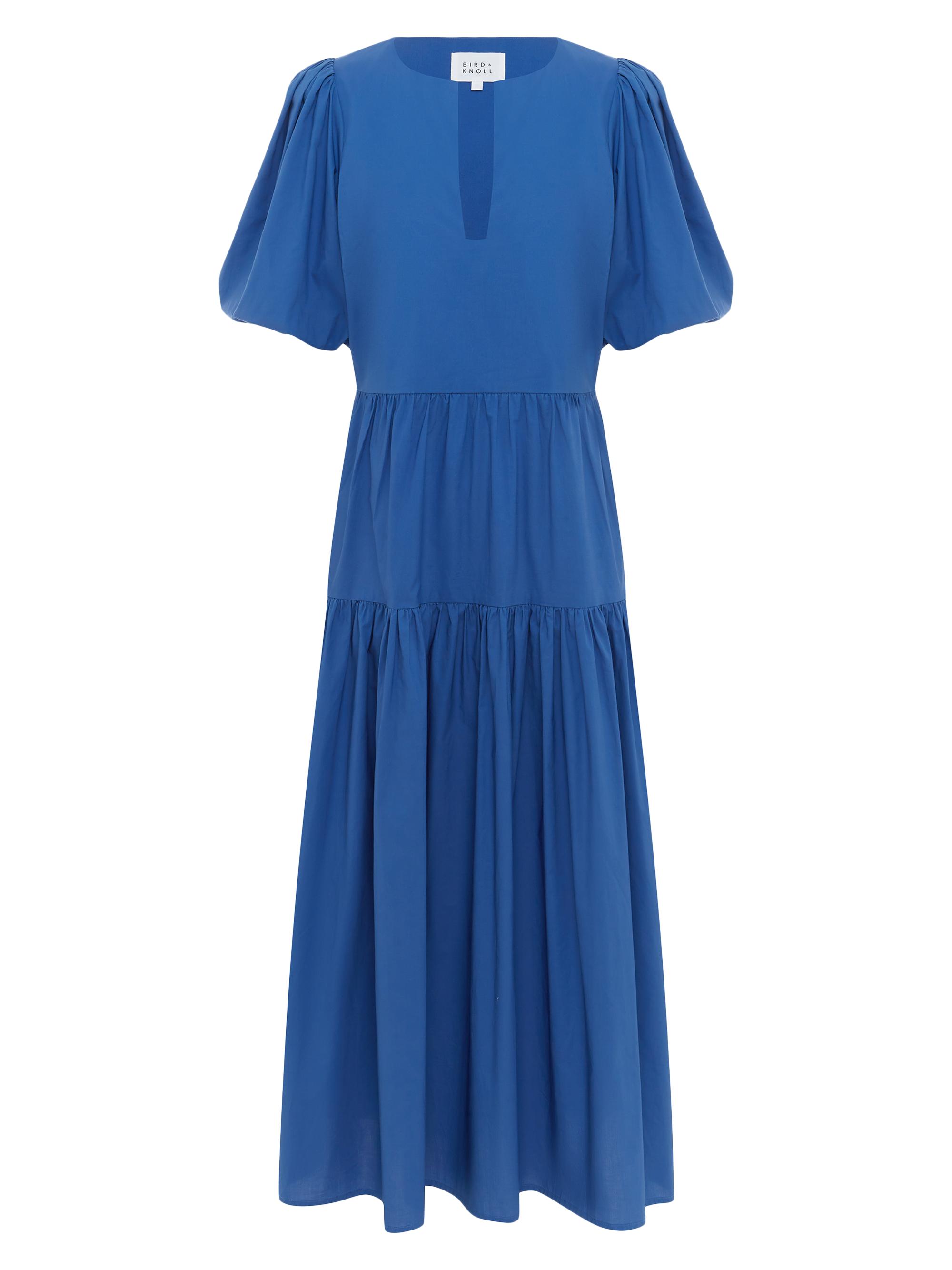 Bird & Knoll Women's Mira Tiered Midi Dress - Ocean Blue