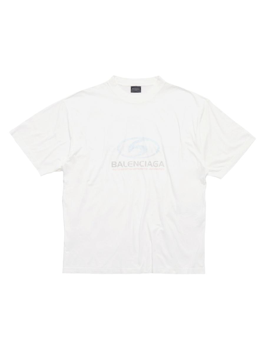 ■BALENCIAGA■ Medium Fit Surfer Short Sleeve T-Shirt White Balenciaga Surfer T-Shirt Medium Fit | Saks Fifth Avenue
