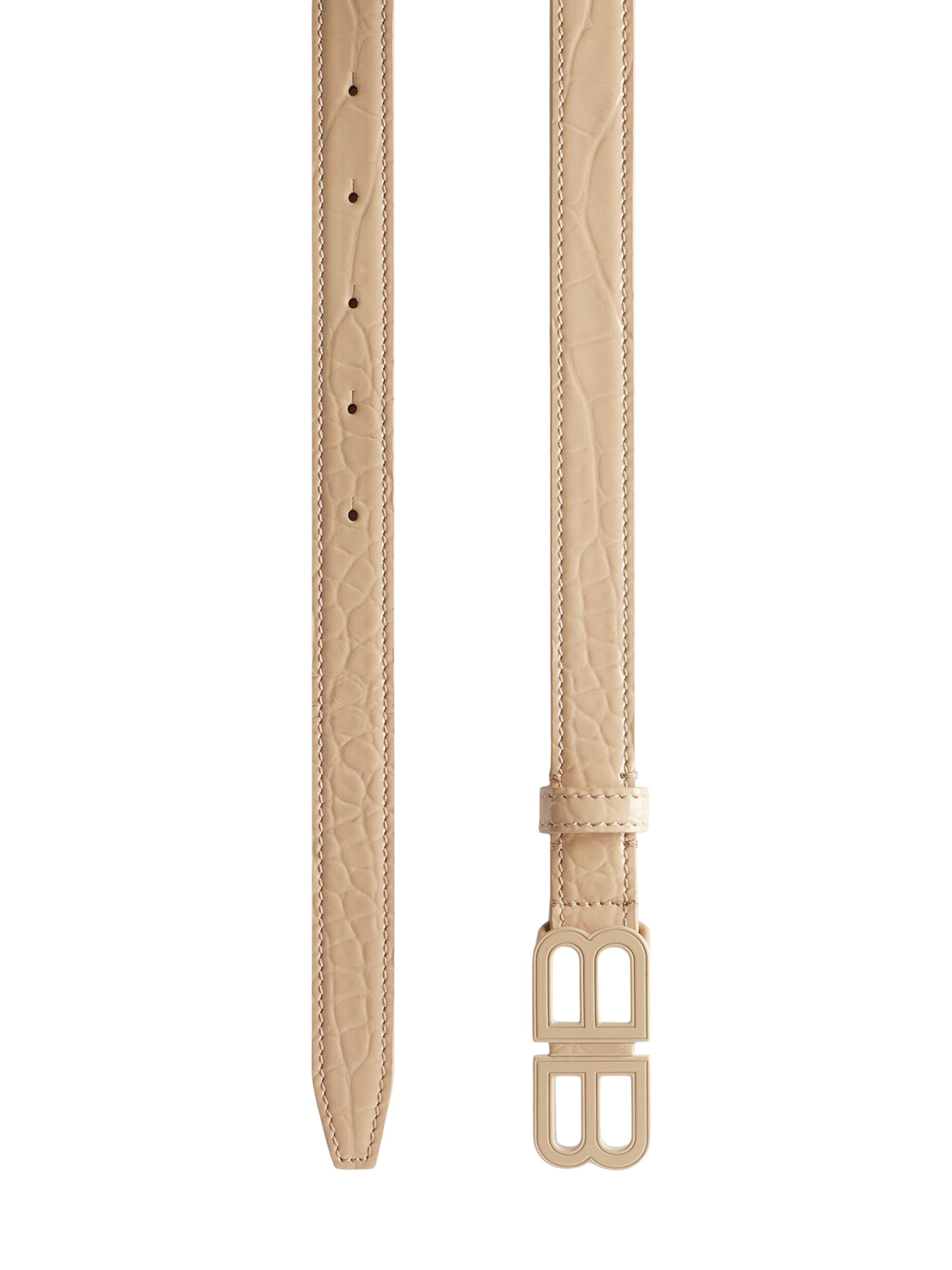 Balenciaga BB Hourglass Thin Belt Crocodile Embossed | Saks Fifth