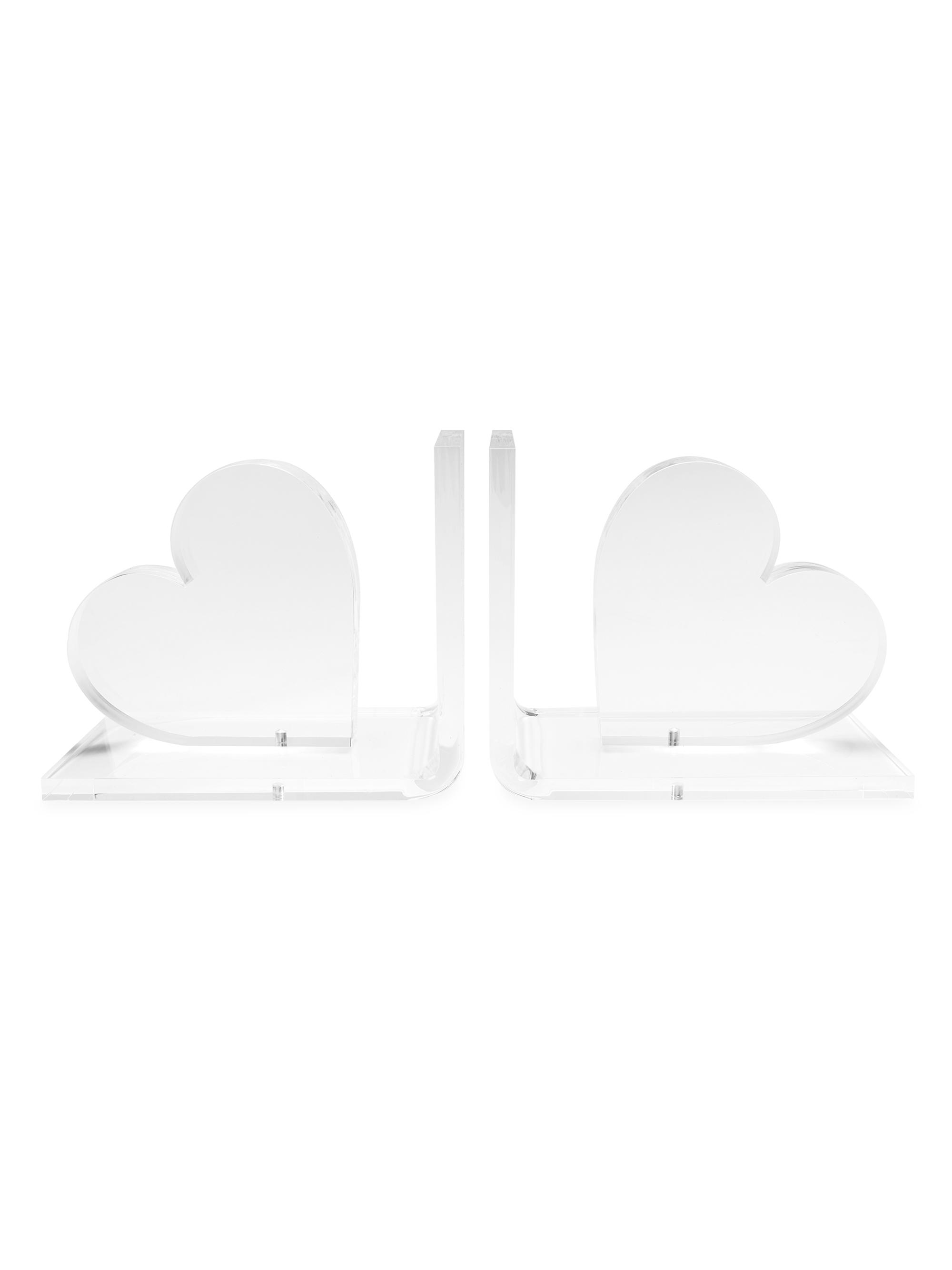 Tara Wilson Designs Heart Acrylic 2-Piece Bookend Set - Clear