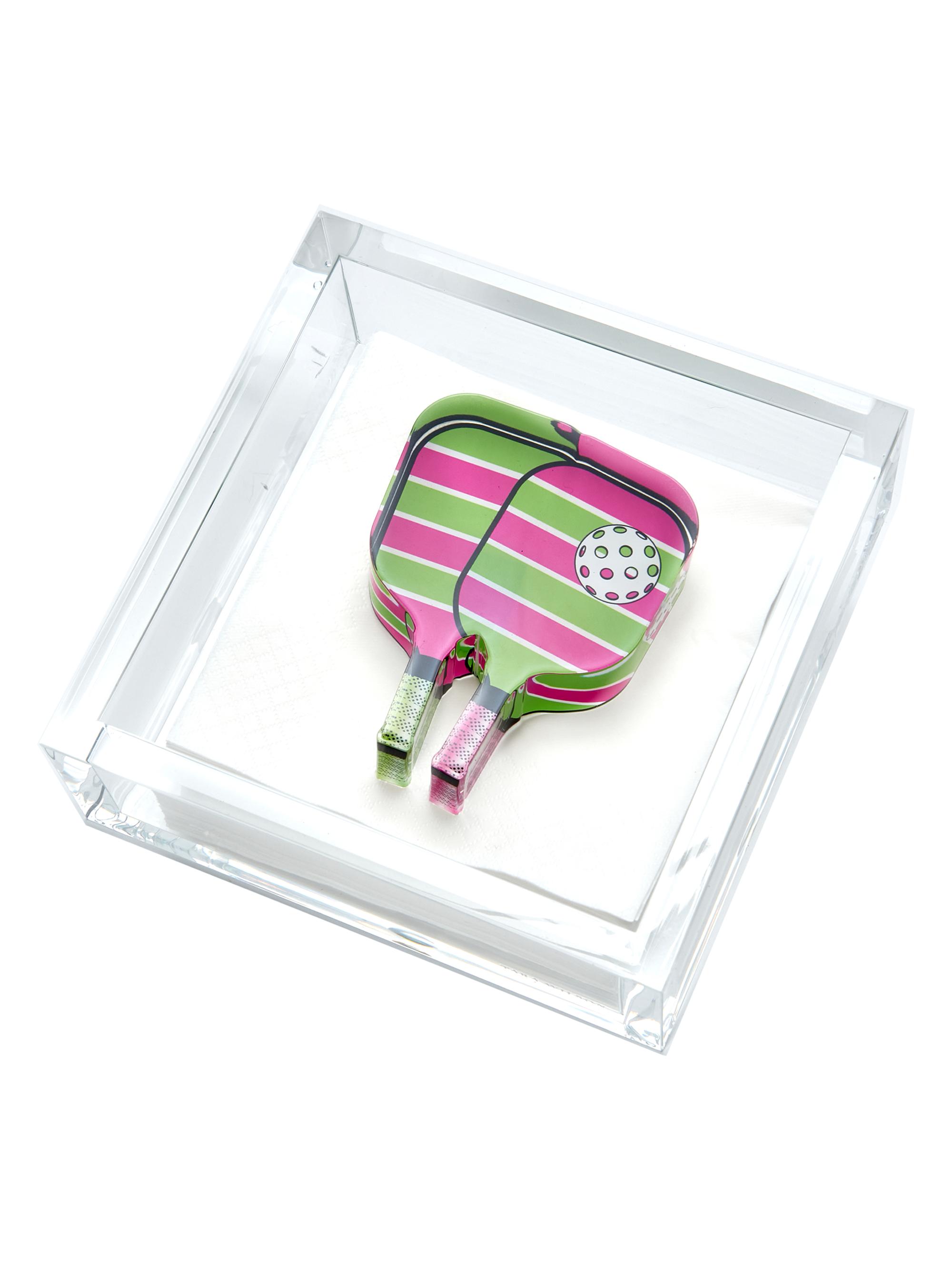 Tara Wilson Designs Pickleball Cocktail Napkin Holder - Pink Green