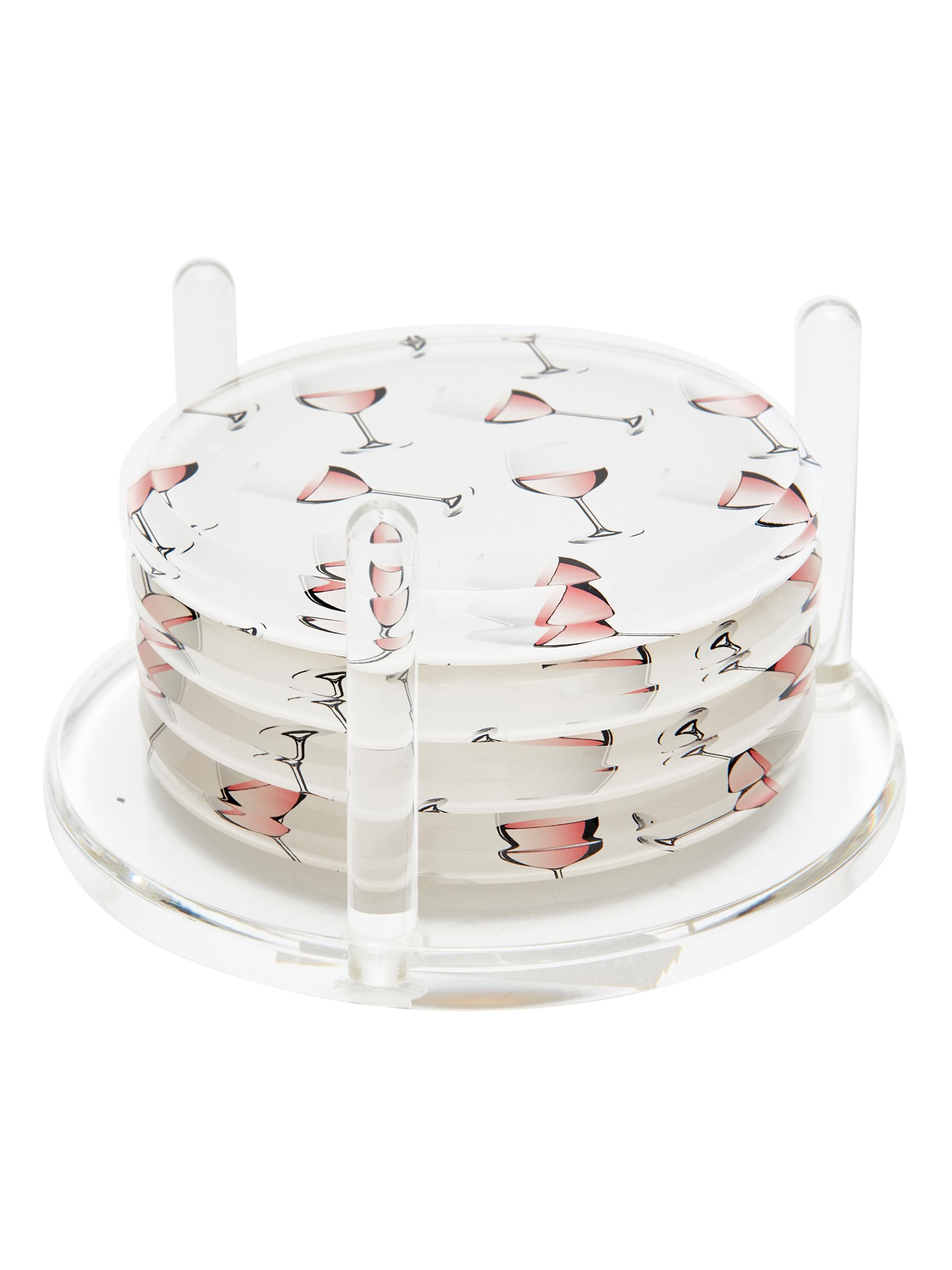 Tara Wilson Designs Rose Wine Glass 4-Piece Coasters Set