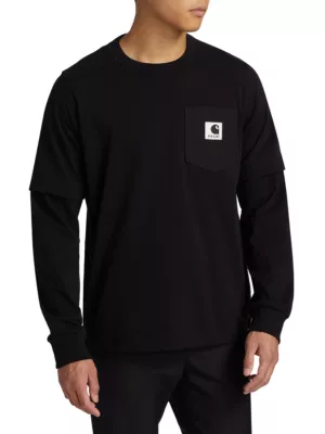 sacai layered short-sleeve shirt - Black