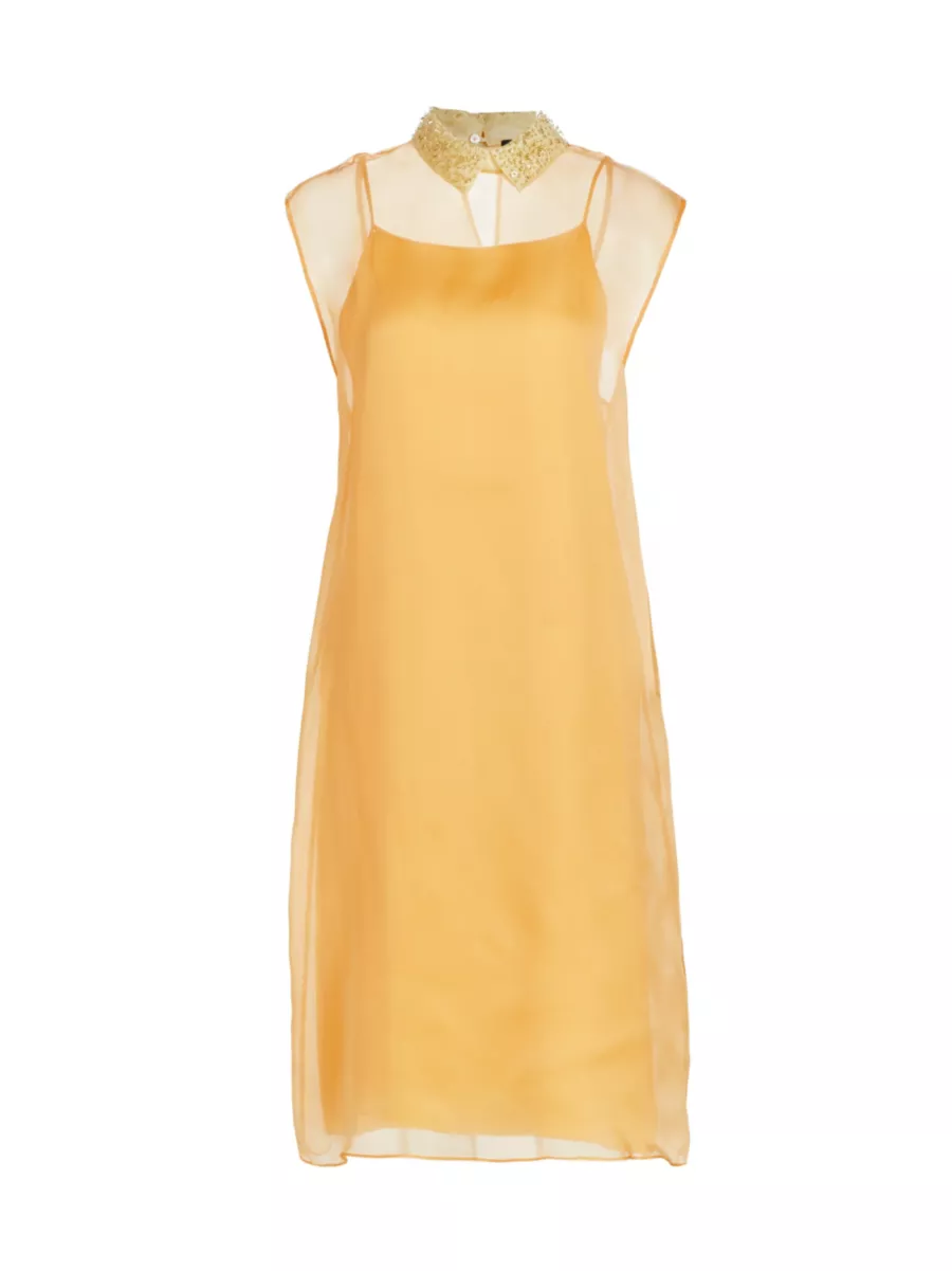 Shop Fabiana Filippi Embellished Collar Organza Midi-Dress