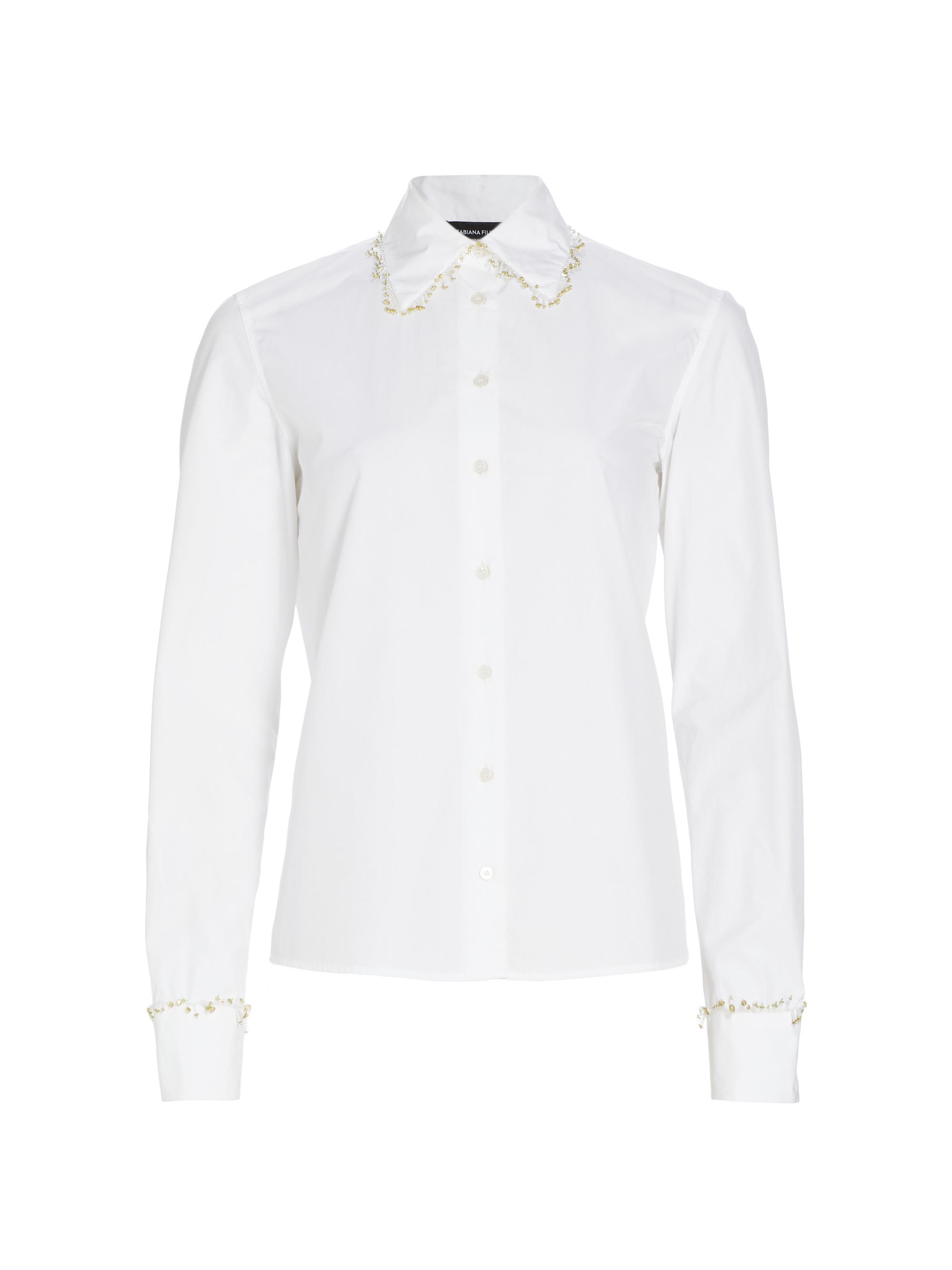 Fabiana Filippi Women's Funghetto Piped Poplin Shirt - Bianco