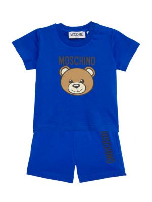 Moschino Kids logo-print short-sleeve romper - White