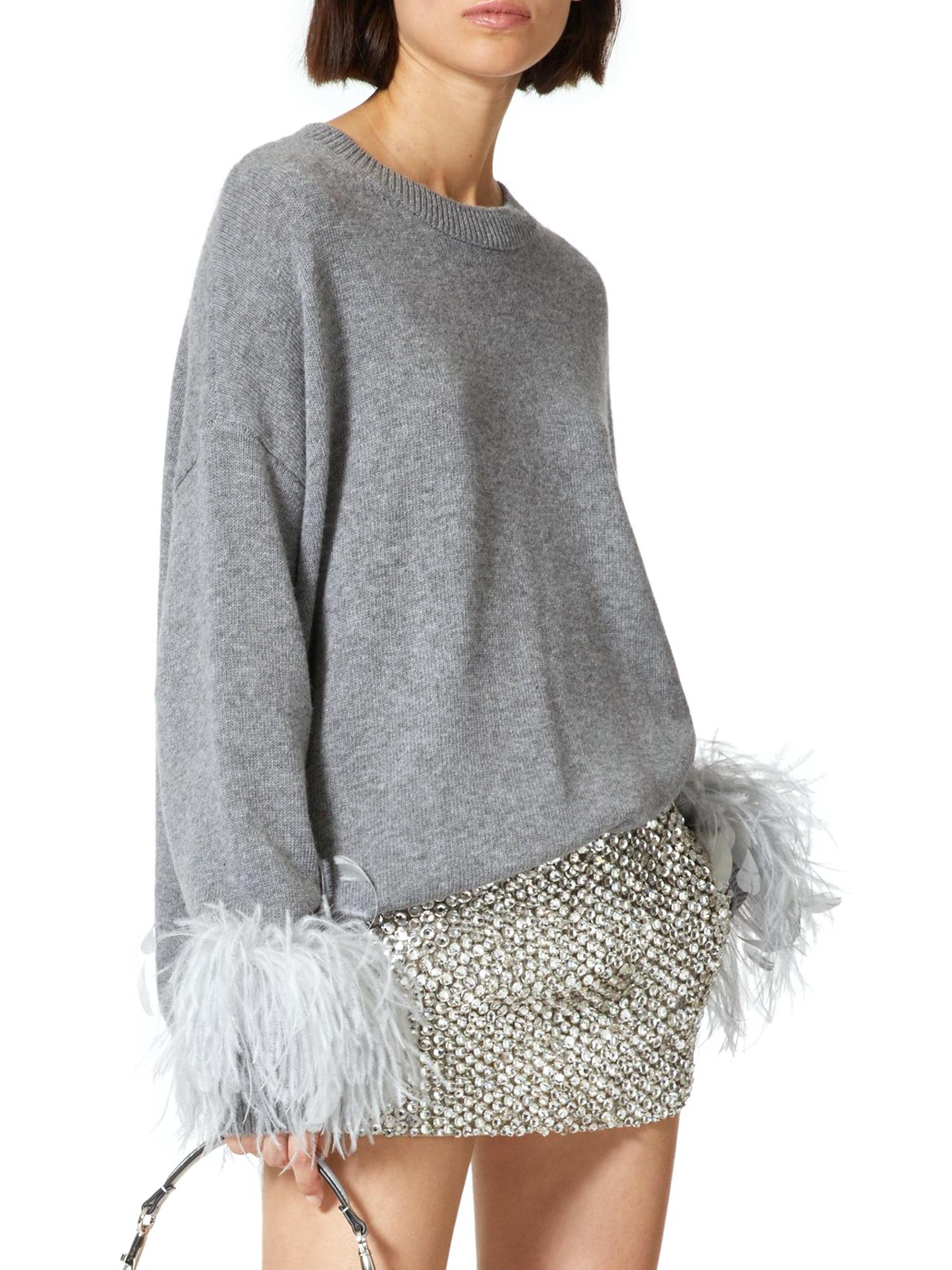 Valentino Garavani Wool Sweater With Feathers | Saks Fifth Avenue