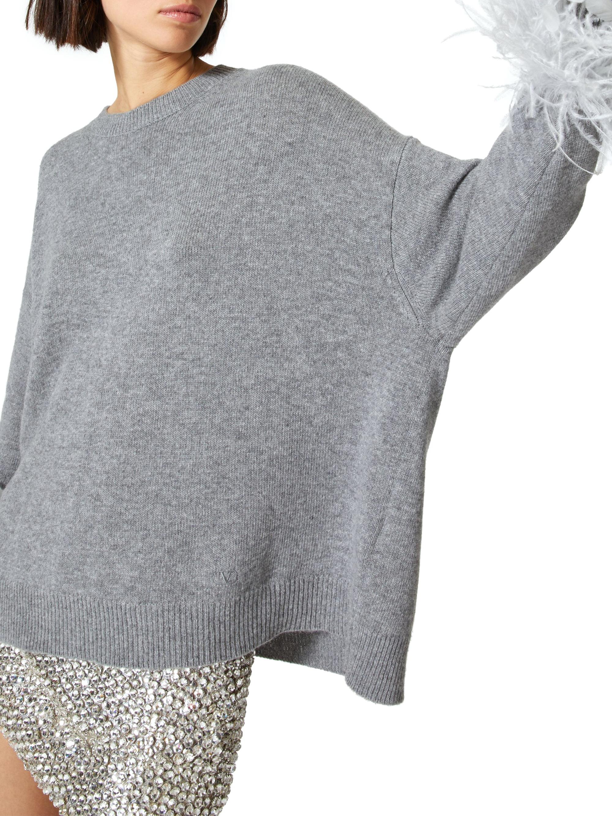 Pull Valentino 100% Laine Vierge – Taille L – Gris – Occasion En Très Bon état