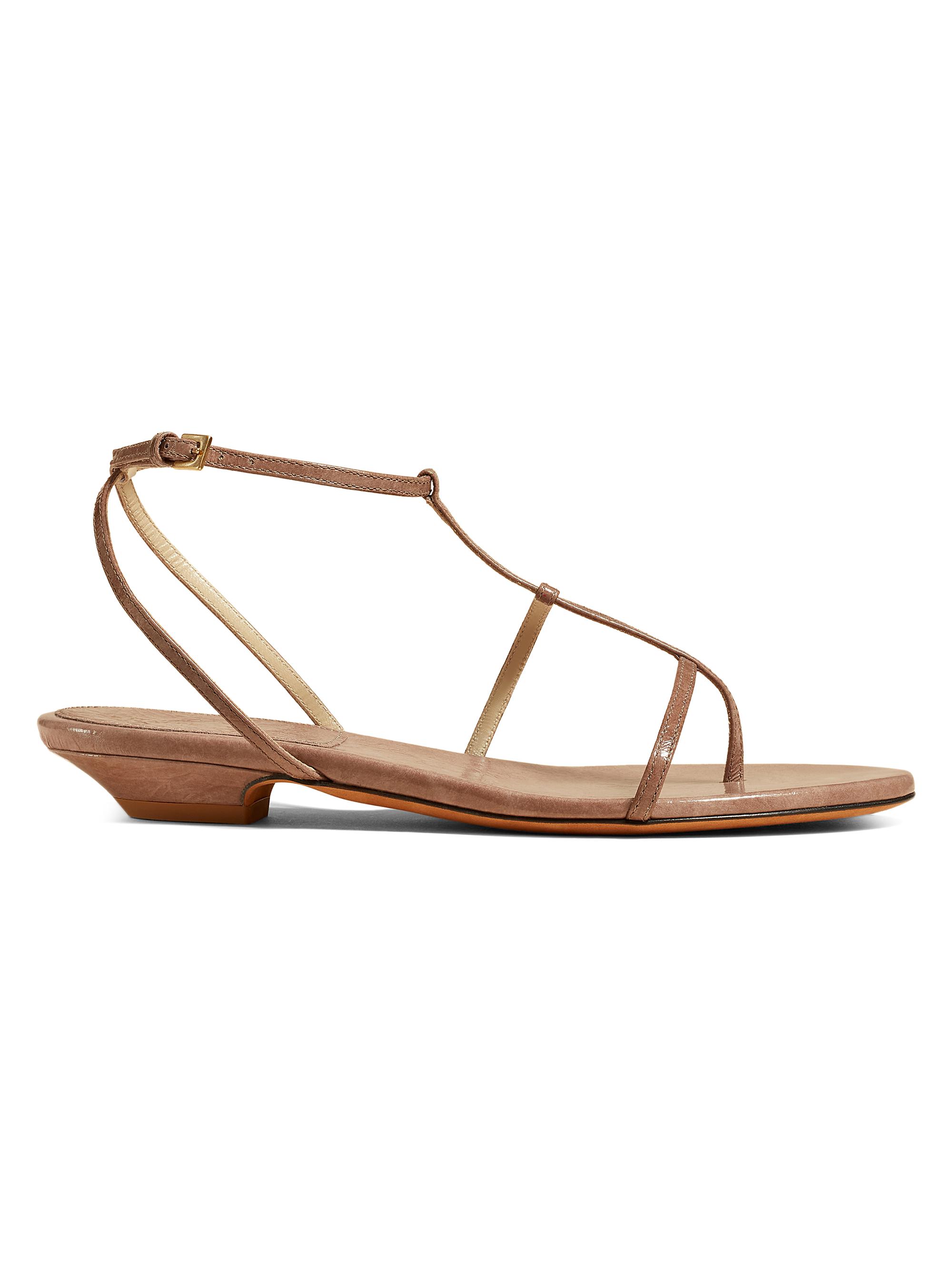Khaite Women's Jones T-Strap Leather Sandals - Mud