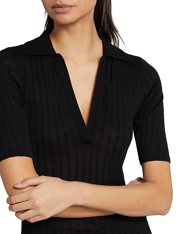 Shop Vince Stretch Rib-Knit Polo Shirt | Saks Fifth Avenue Shop Vince Stretch Rib-Knit Polo Shirt | Saks Fifth Avenue