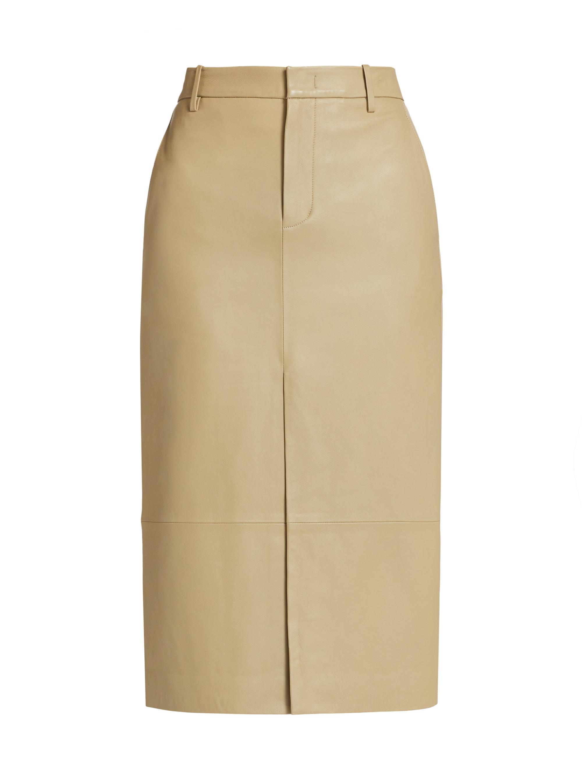 Vince Women's Leather Pencil Midi-Skirt - Seed