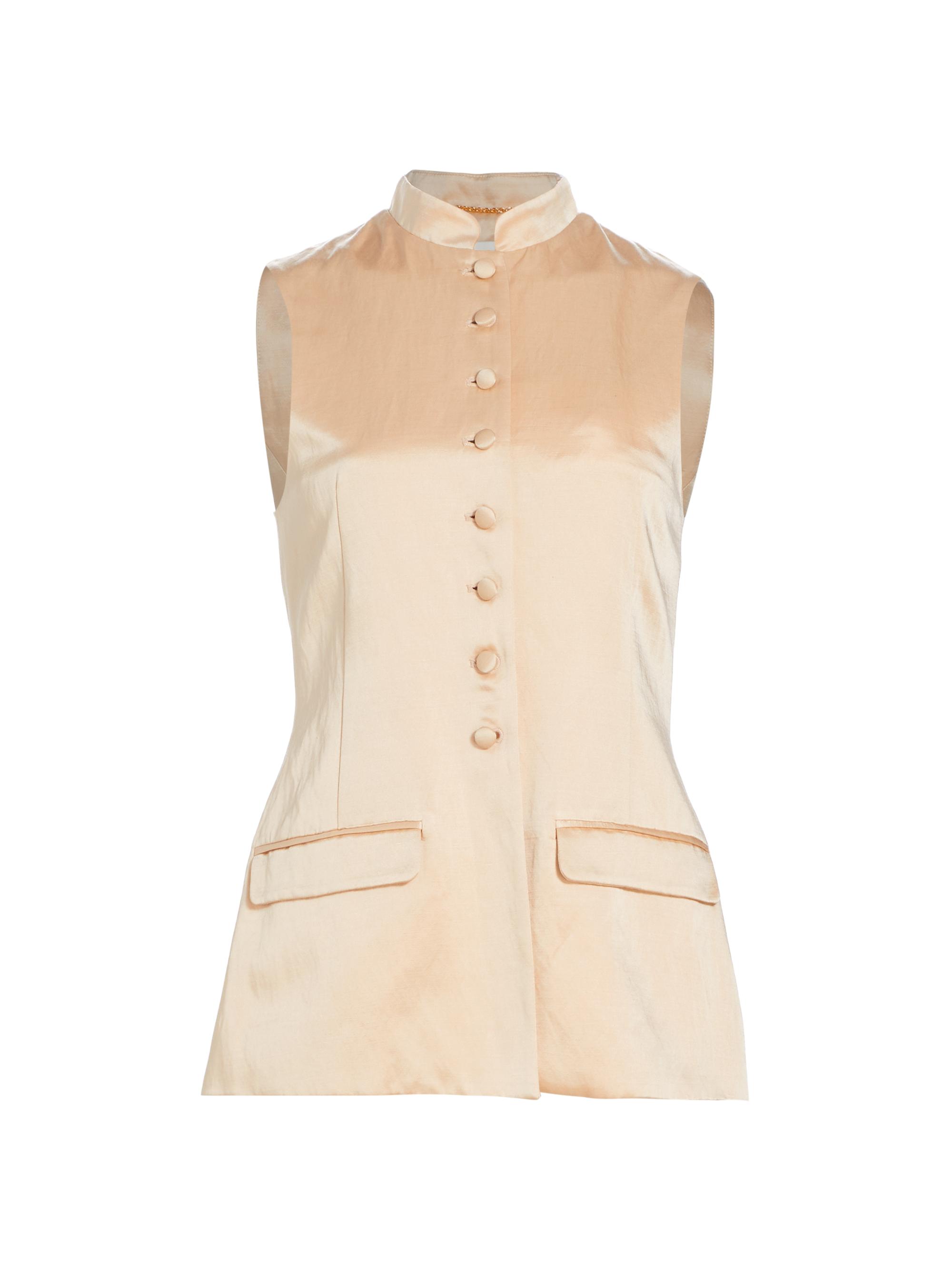 Adam Lippes Women's Tailored Satin Vest - Parchment