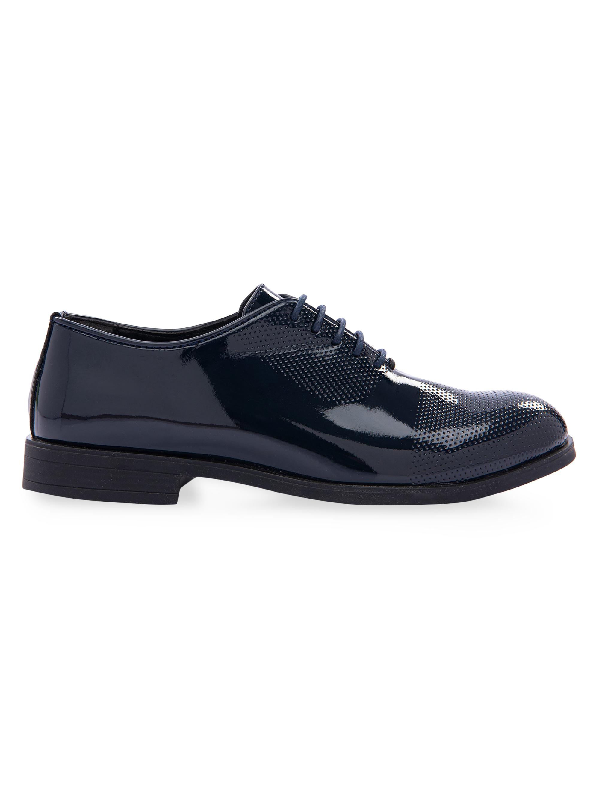 Moustache Little Boy's & Boy's Closed Lace Perforated Dress Shoes - Navy 3 (Child)