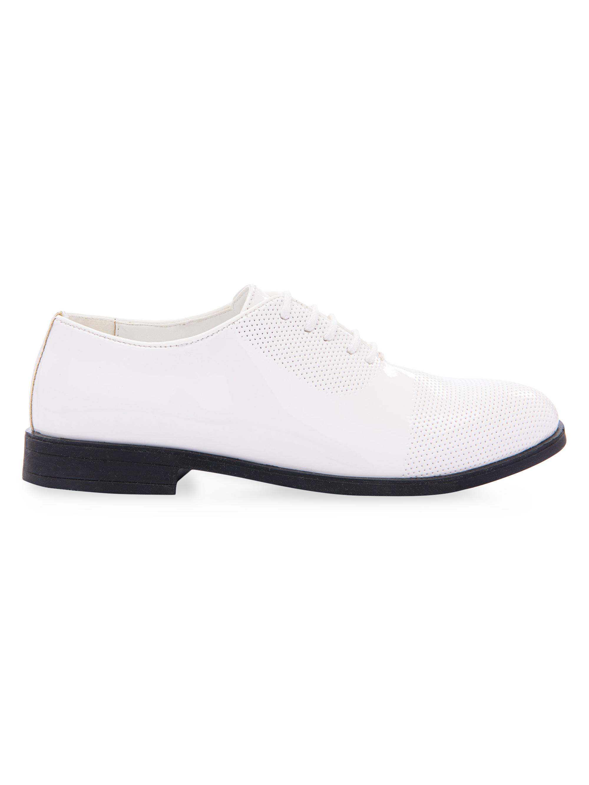 Moustache Little Boy's & Boy's Closed Lace Perforated Dress Shoes - White 9.5 (Toddler)