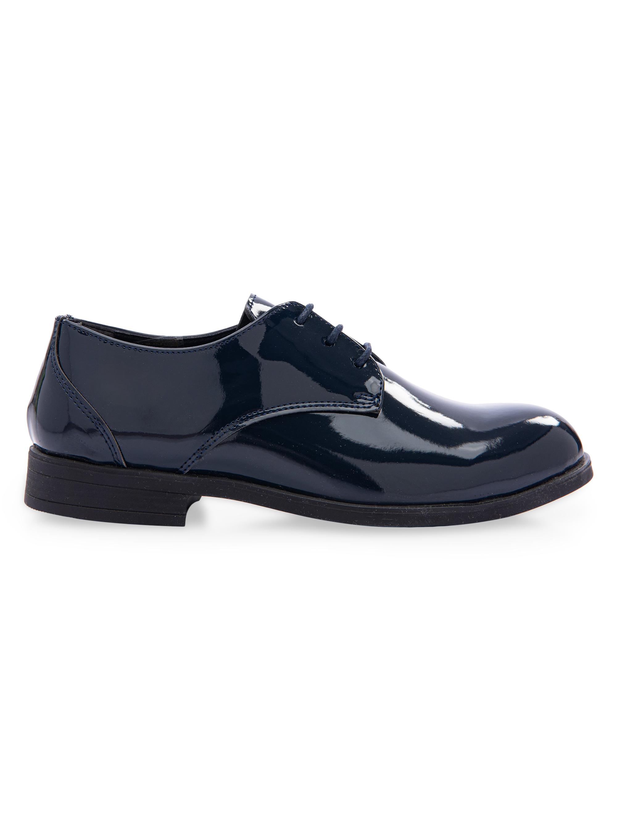 Moustache Little Boy's & Boy's Open Lace Dress Shoes - Navy 4 (Child)