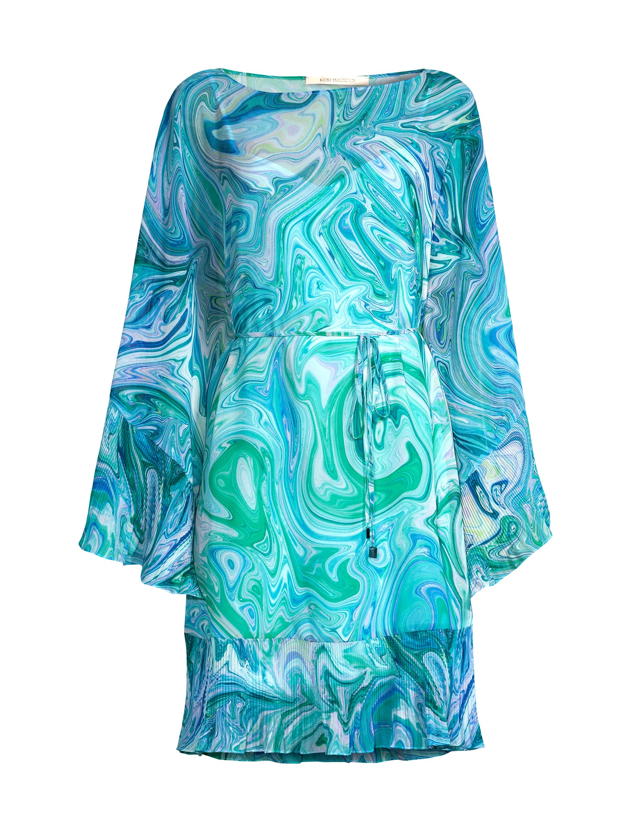 Kobi Halperin Women's Samara Marbled Chiffon Minidress - Aqua Multi