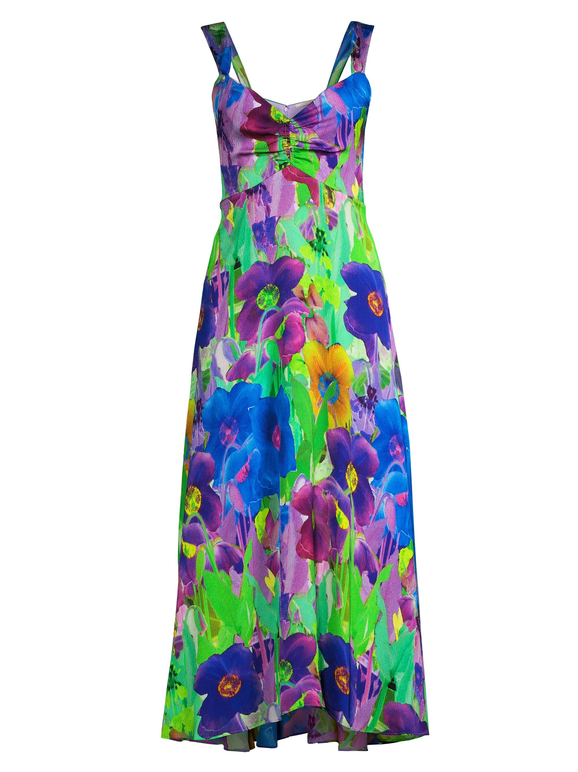 Kobi Halperin Women's Alex Floral Hammered Satin Midi-Dress - Lavendar Multi