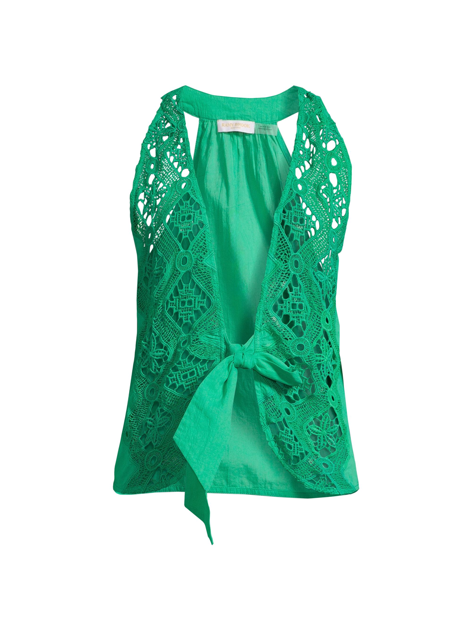 Ramy Brook Women's Macie Embroidered Top - Palm Green