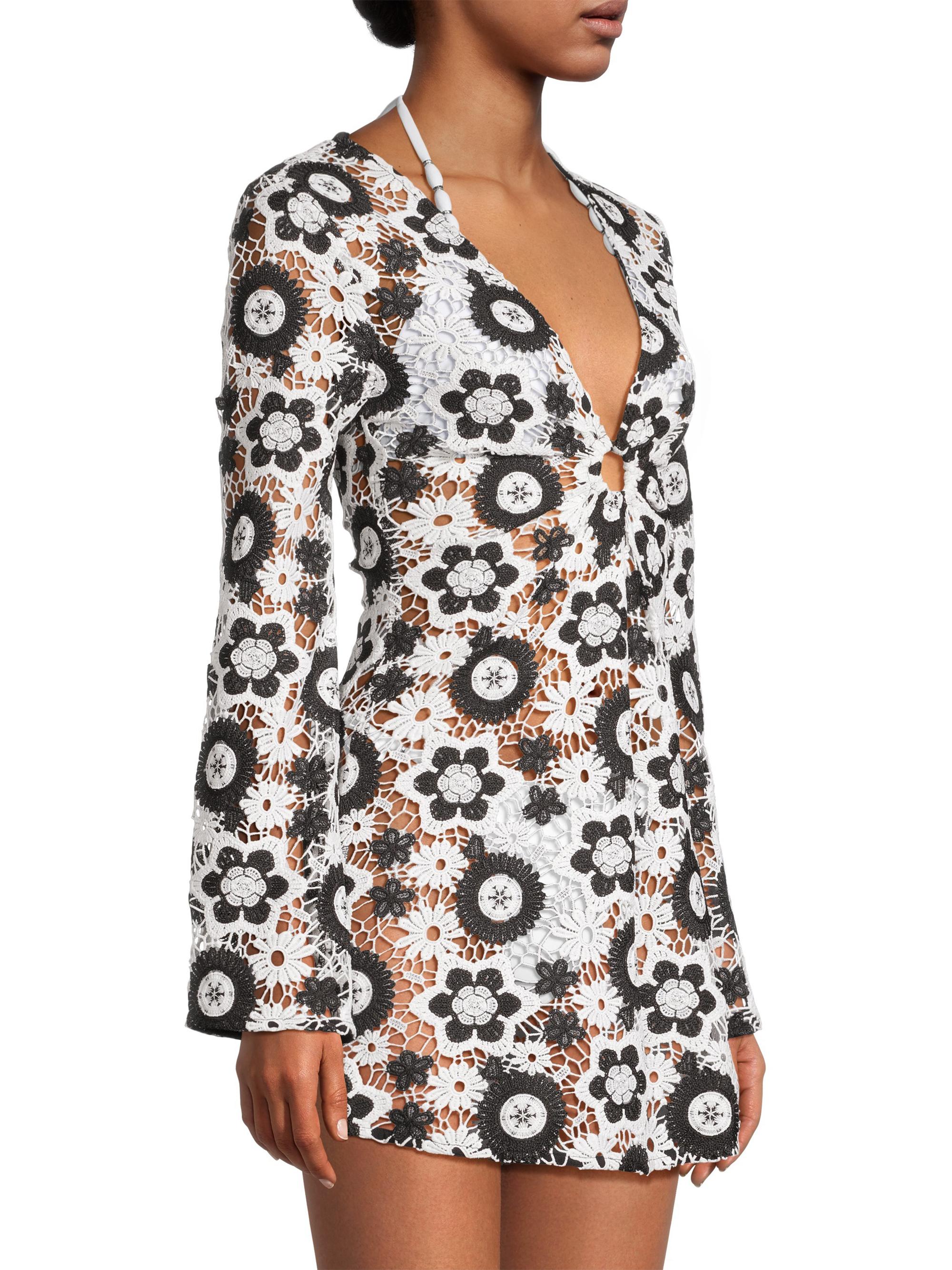 Ramy Brook Analia Crochet V-Neck Minidress | Saks Fifth Avenue
