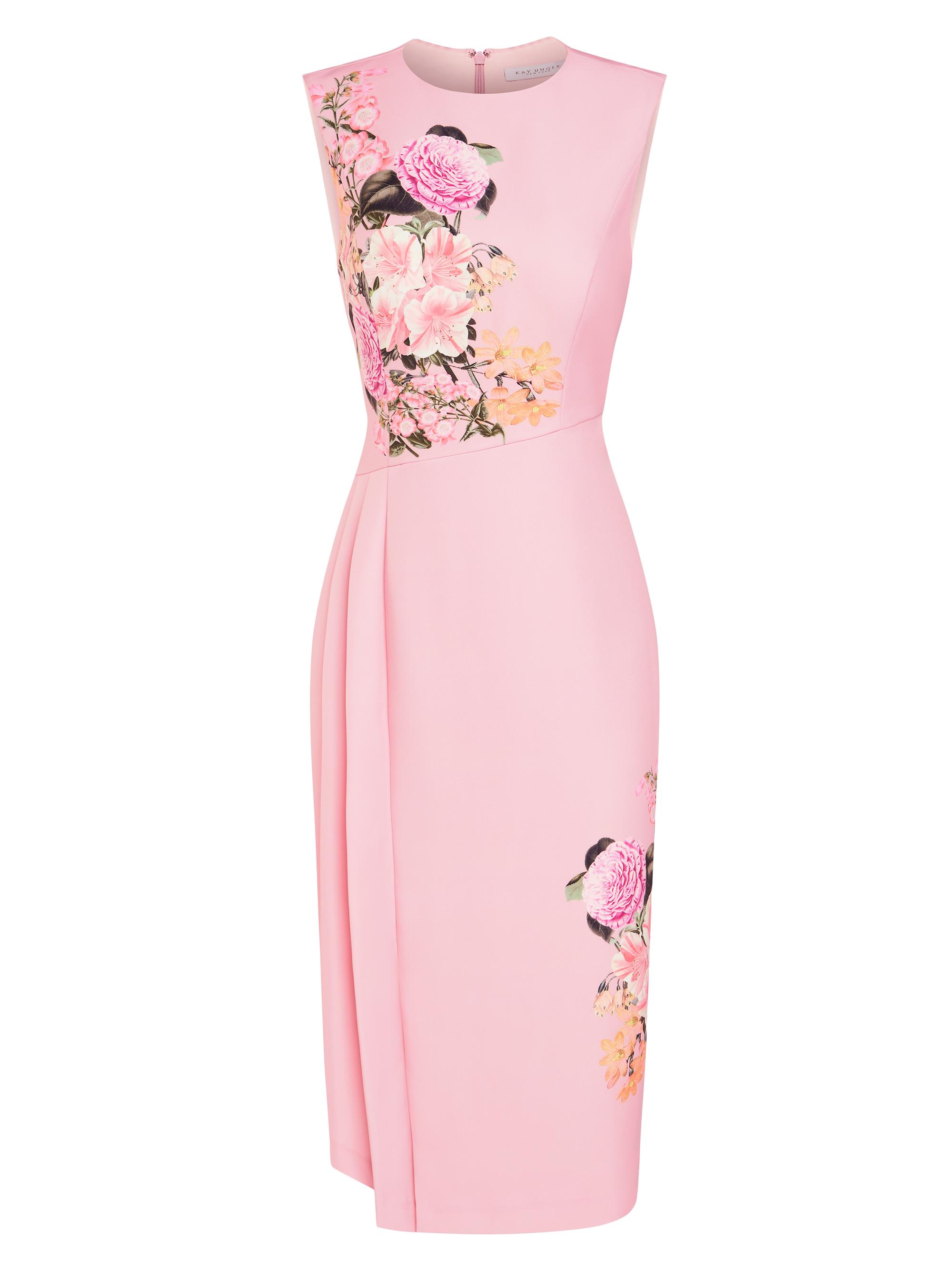 Kay Unger Mabel Draped Floral Midi-Dress | Saks Fifth Avenue