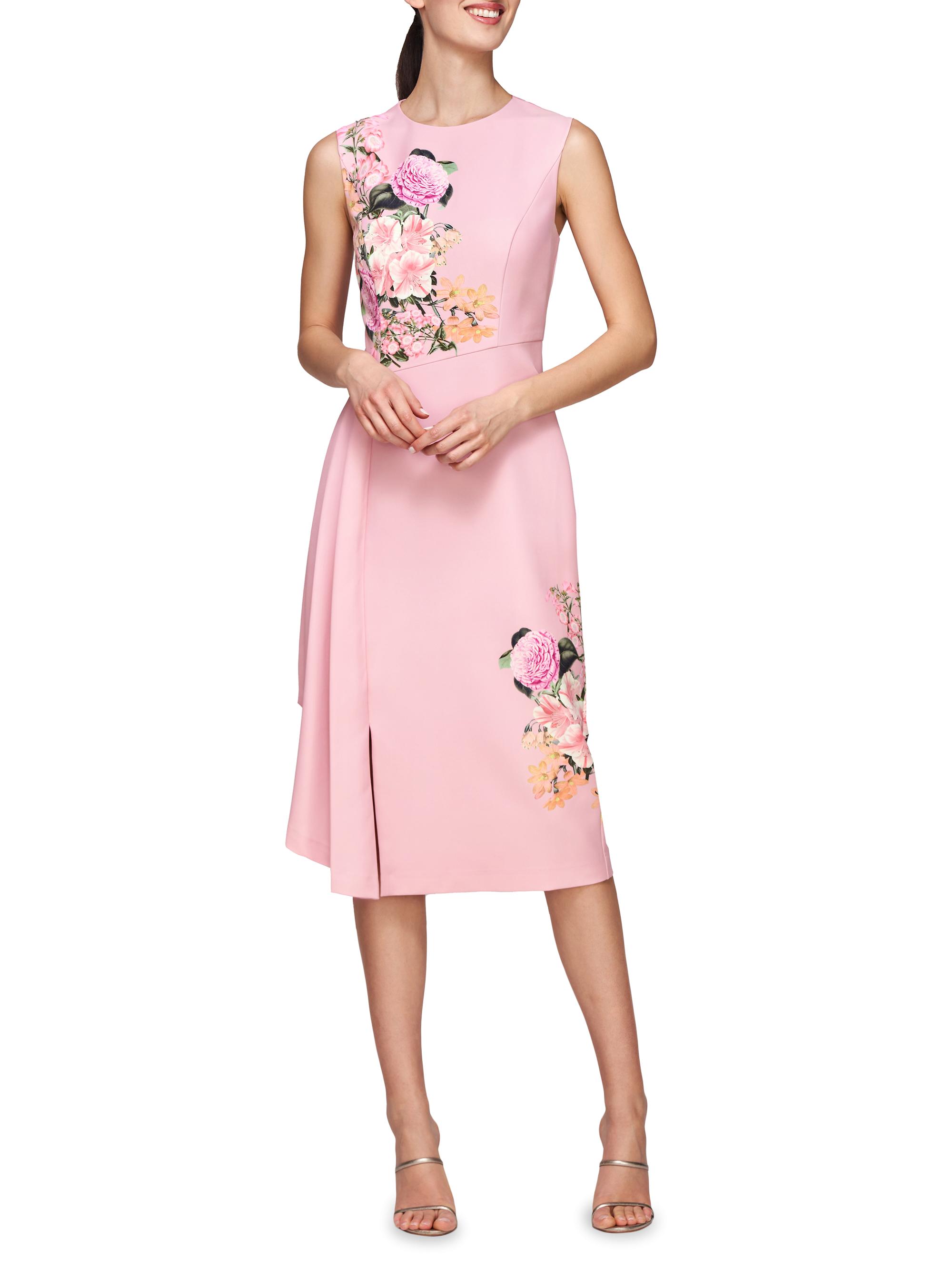 Kay Unger Mabel Draped Floral Midi-Dress | Saks Fifth Avenue