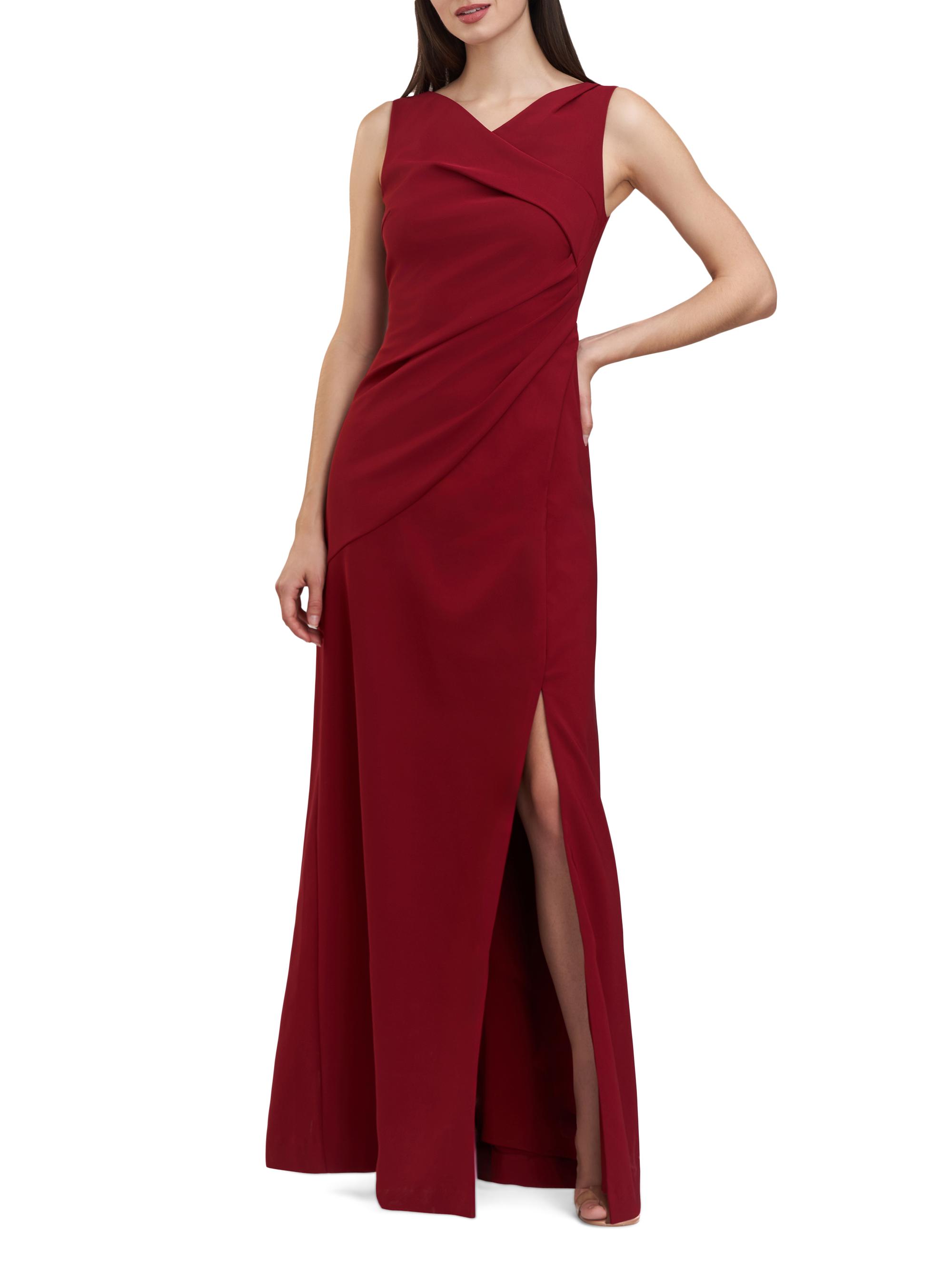 Kay Unger Women's Nicolette V-Portrait Neck Gown - Ruby Wine