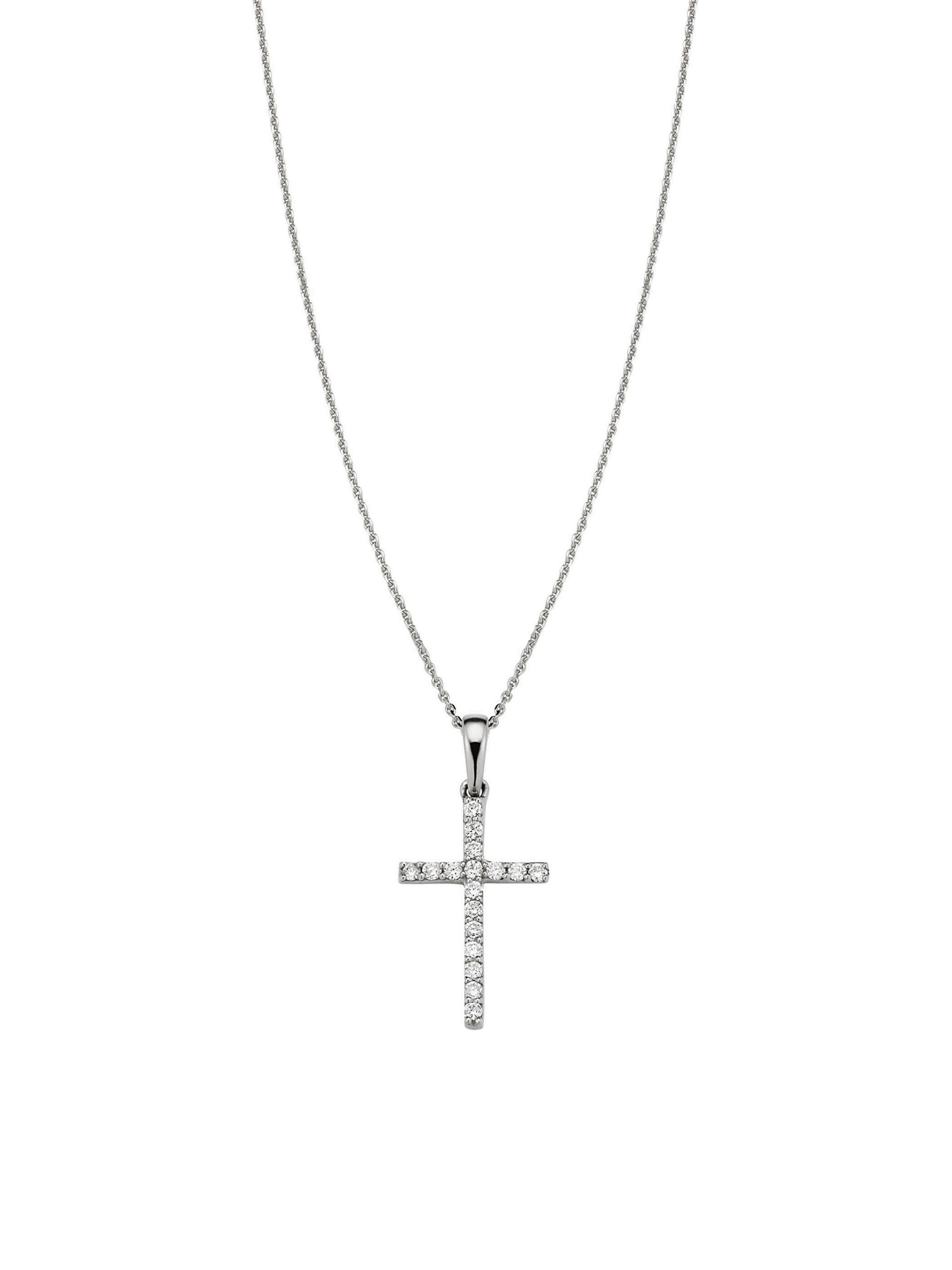 De Beers Jewellers Classic Diamond & 18K White Gold Cross