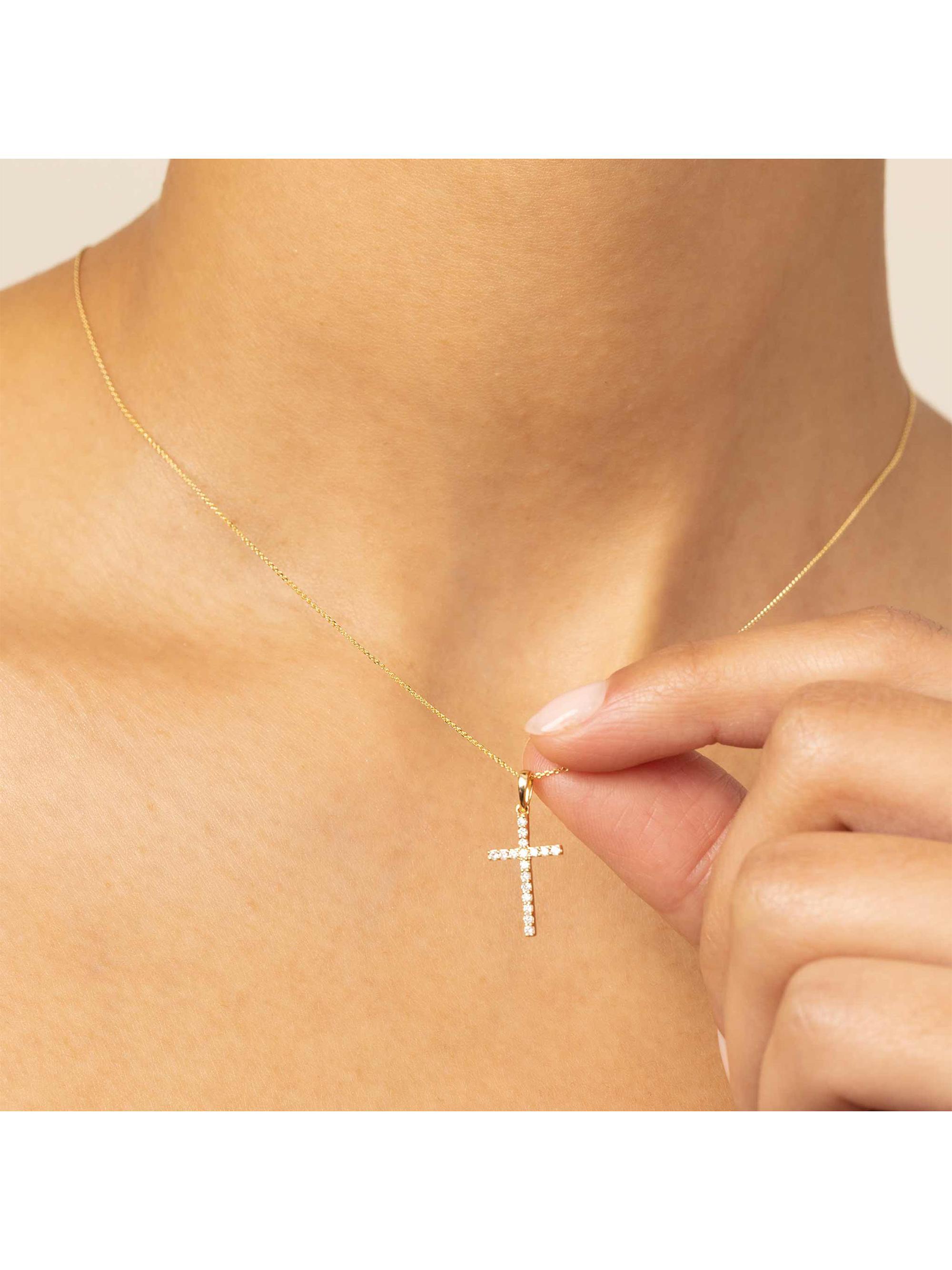 Oradina 14K White Gold Faith Diamond Cross Pendant Necklace | Saks
