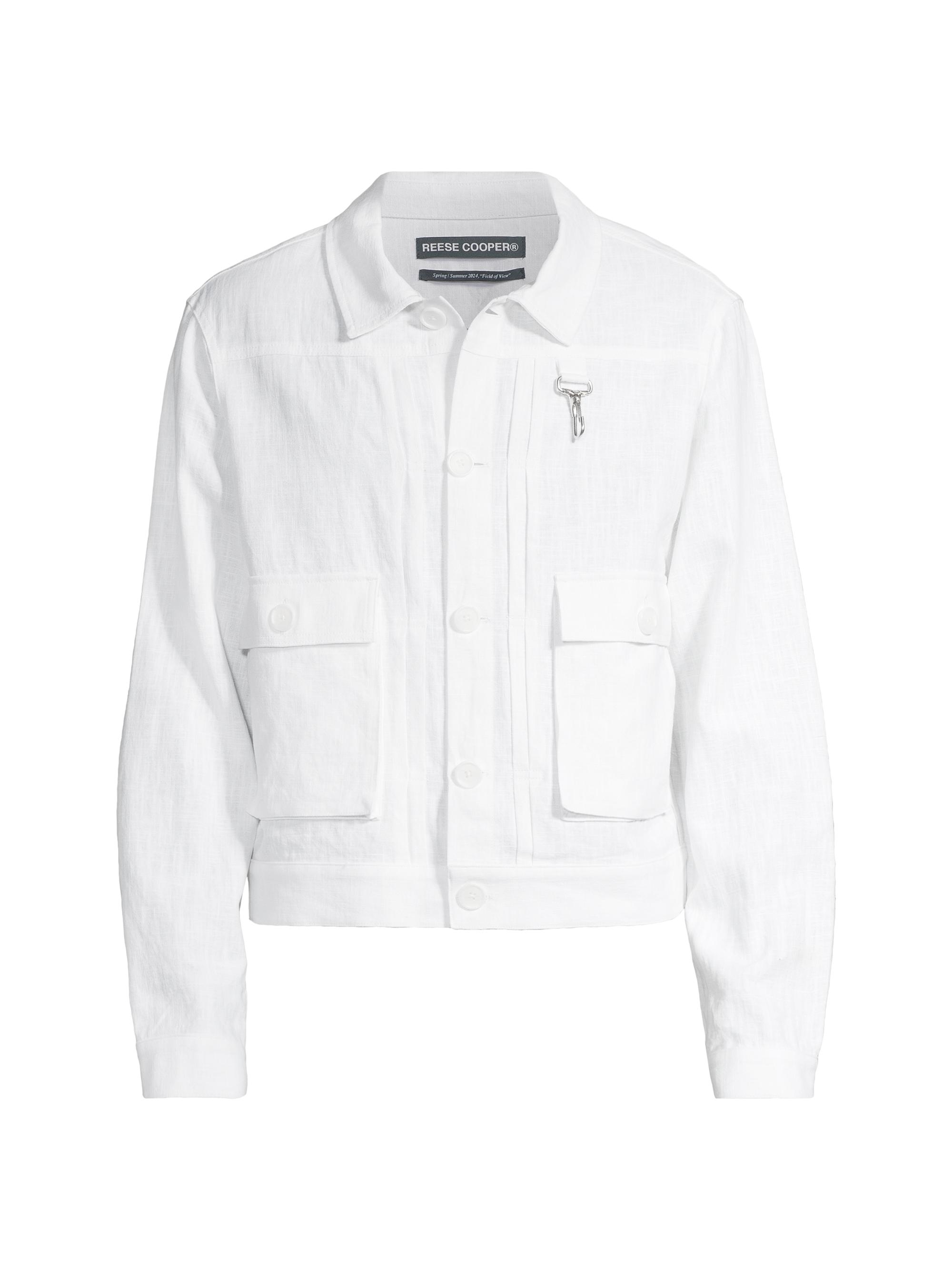 Reese Cooper Men's Linen Trucker Jacket - White