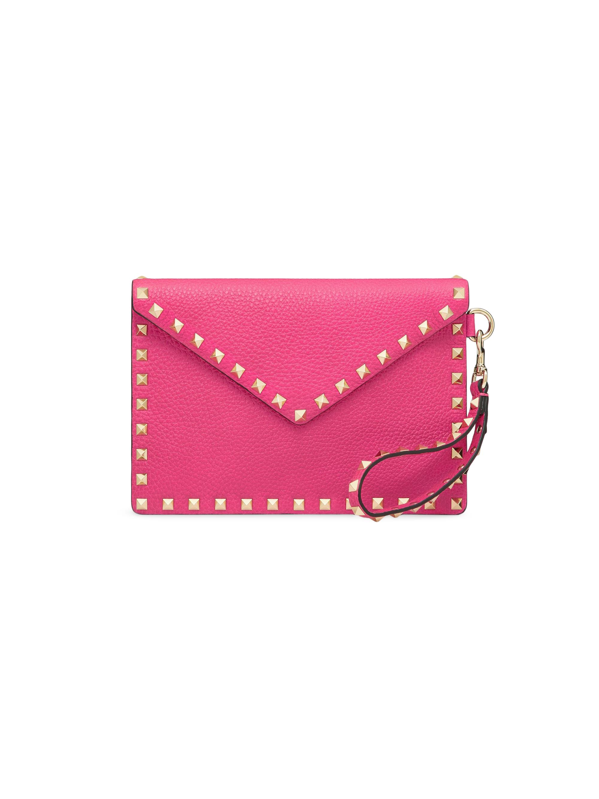 Valentino Garavani Women's Rockstud Grainy Calfskin Pouch - Pink