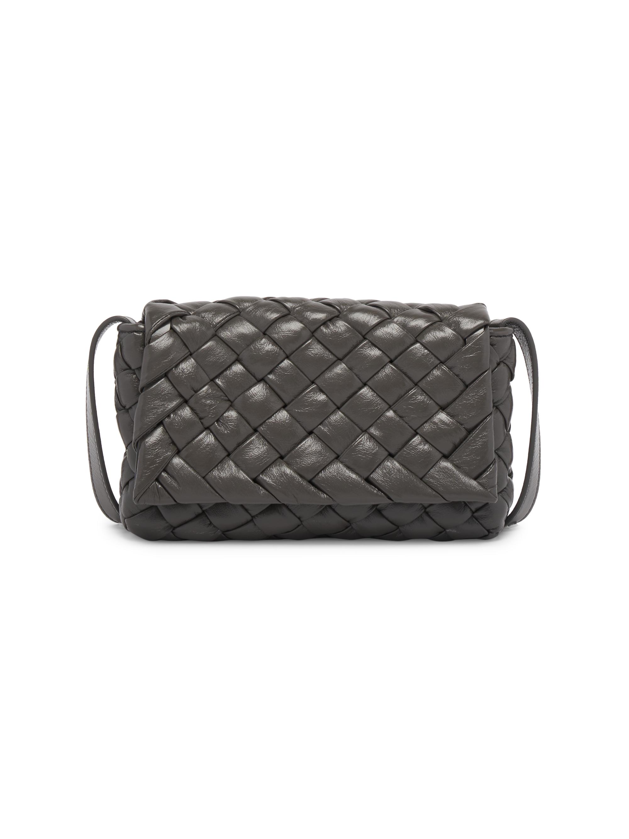 Bottega Veneta Men's  Rumple Leather Crossbody Bag - Light Graphite