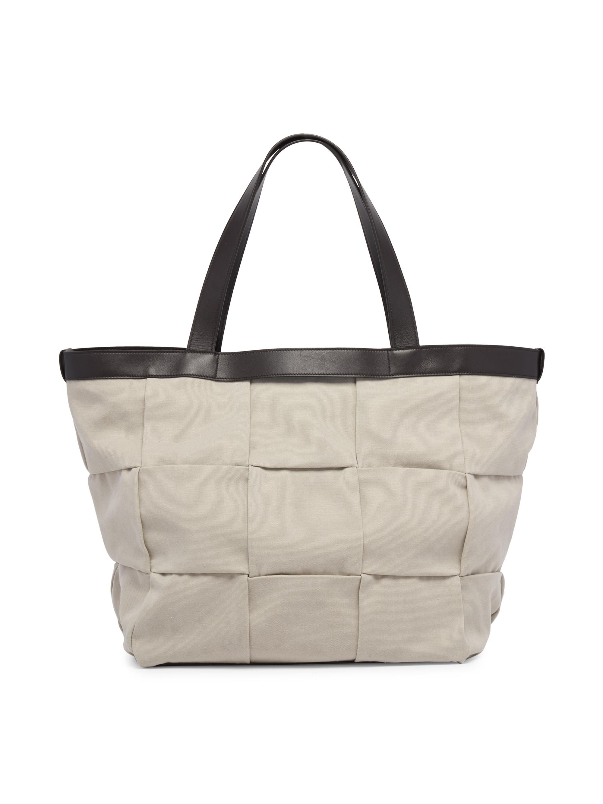 Bottega Veneta Men's Arco Intreccio Canvas Tote Bag - Greige Fondant