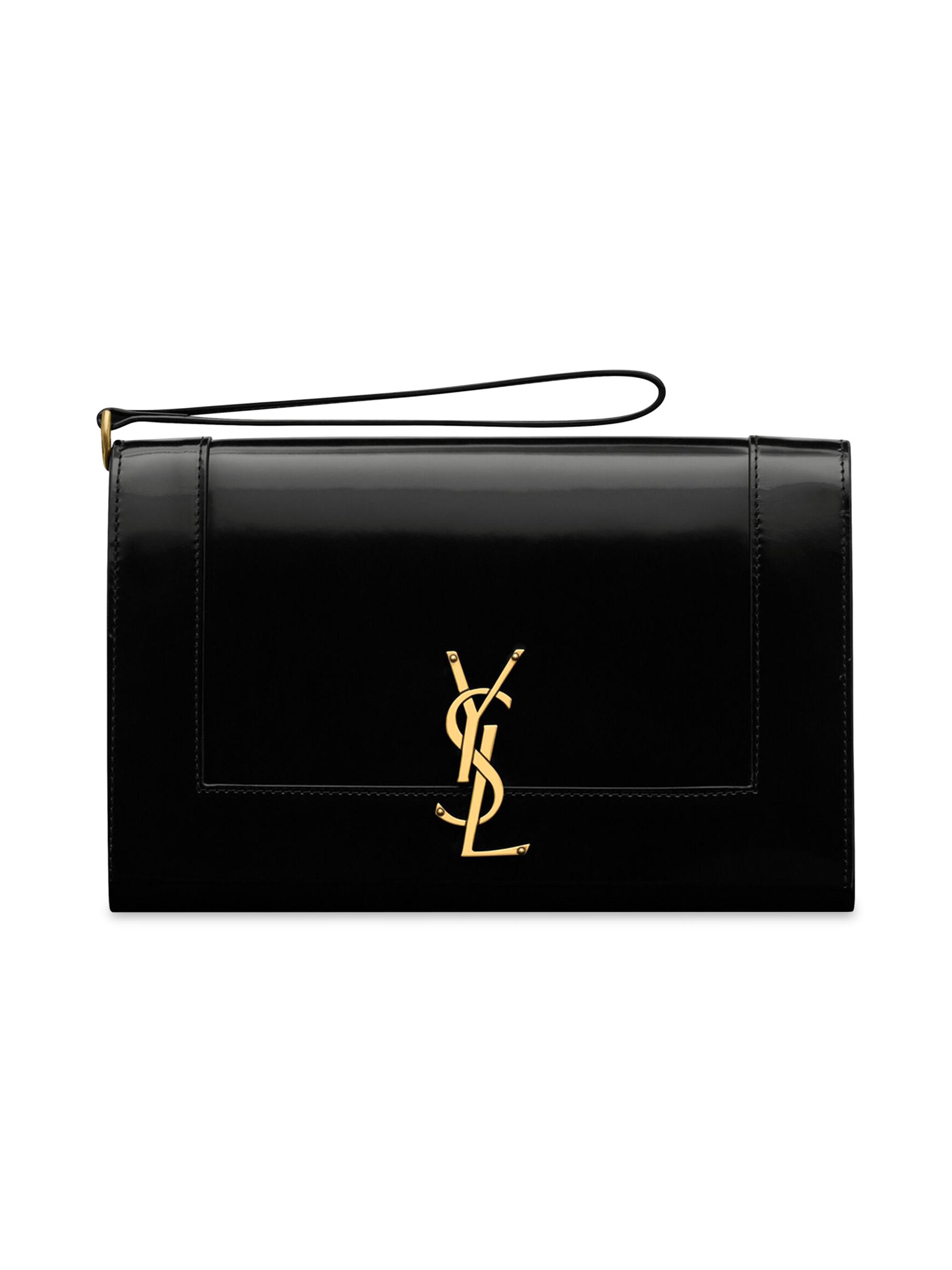 Saint Laurent Women's Cassandre Flap Pouch In Shiny Leather - Black