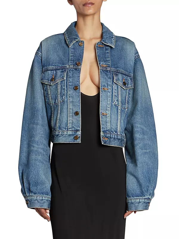 Shop Saint Laurent 80s Jacket In Vintage Denim | Saks Fifth Avenue