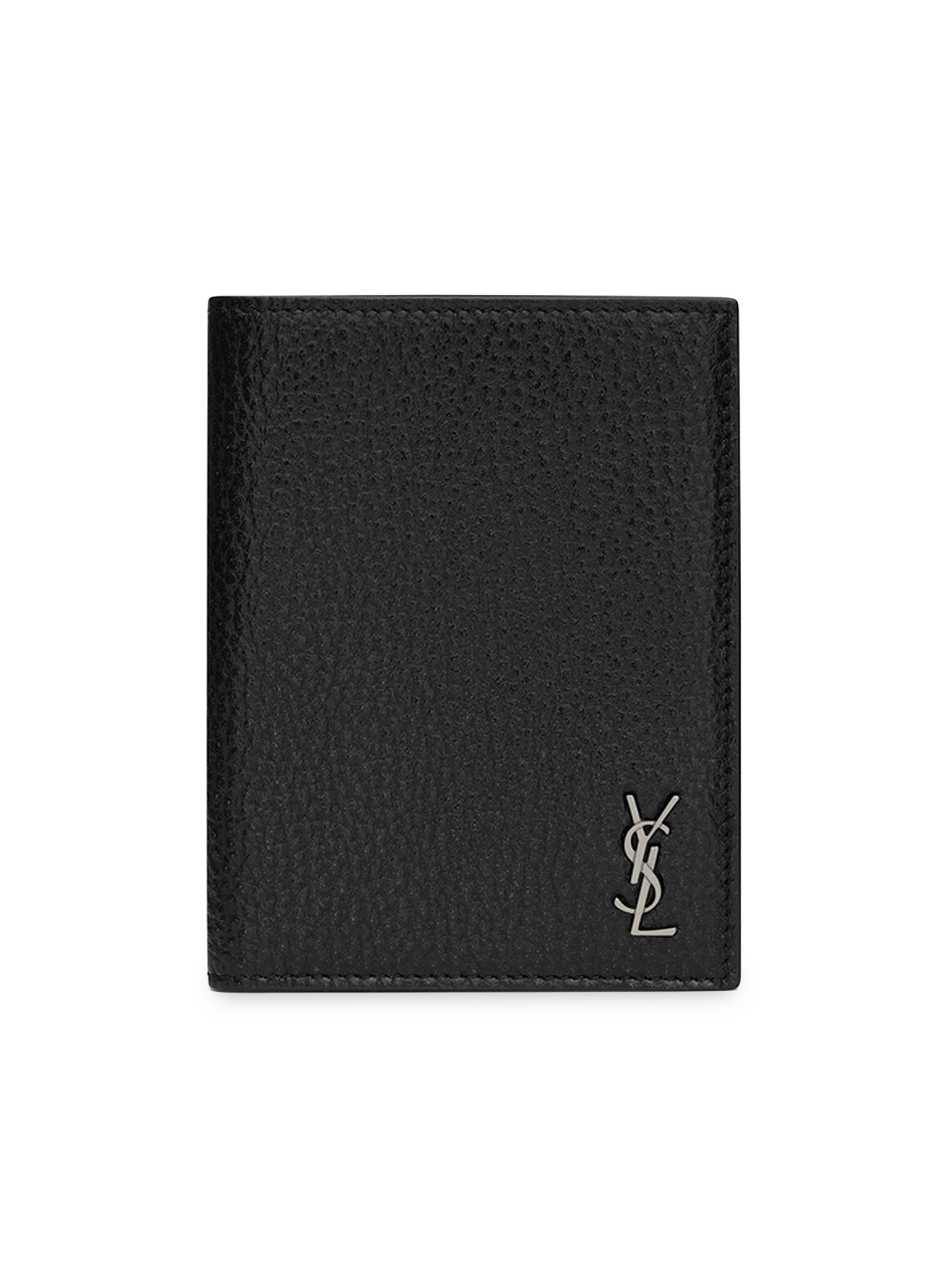 【美品】SAINT LAURENT TINY CASSANDRE LEATHER Tiny Cassandre leather cardholder in black - Saint Laurent | Mytheresa
